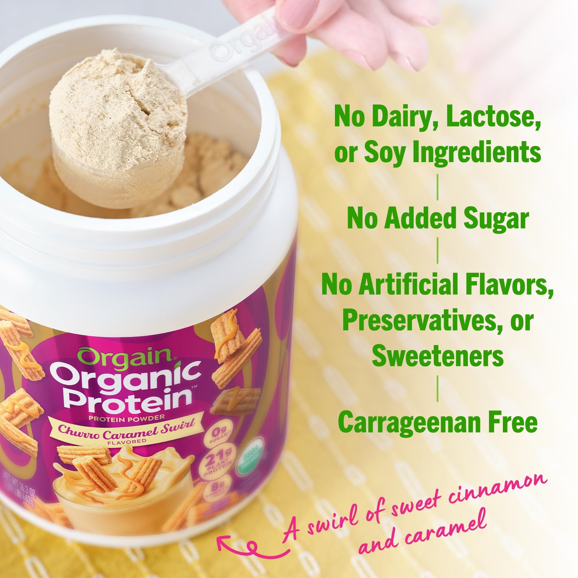 Orgain Organic Vegan Protein Powder, Churro Caramel Swirl - 21g Plant Based Protein - AB Mystery