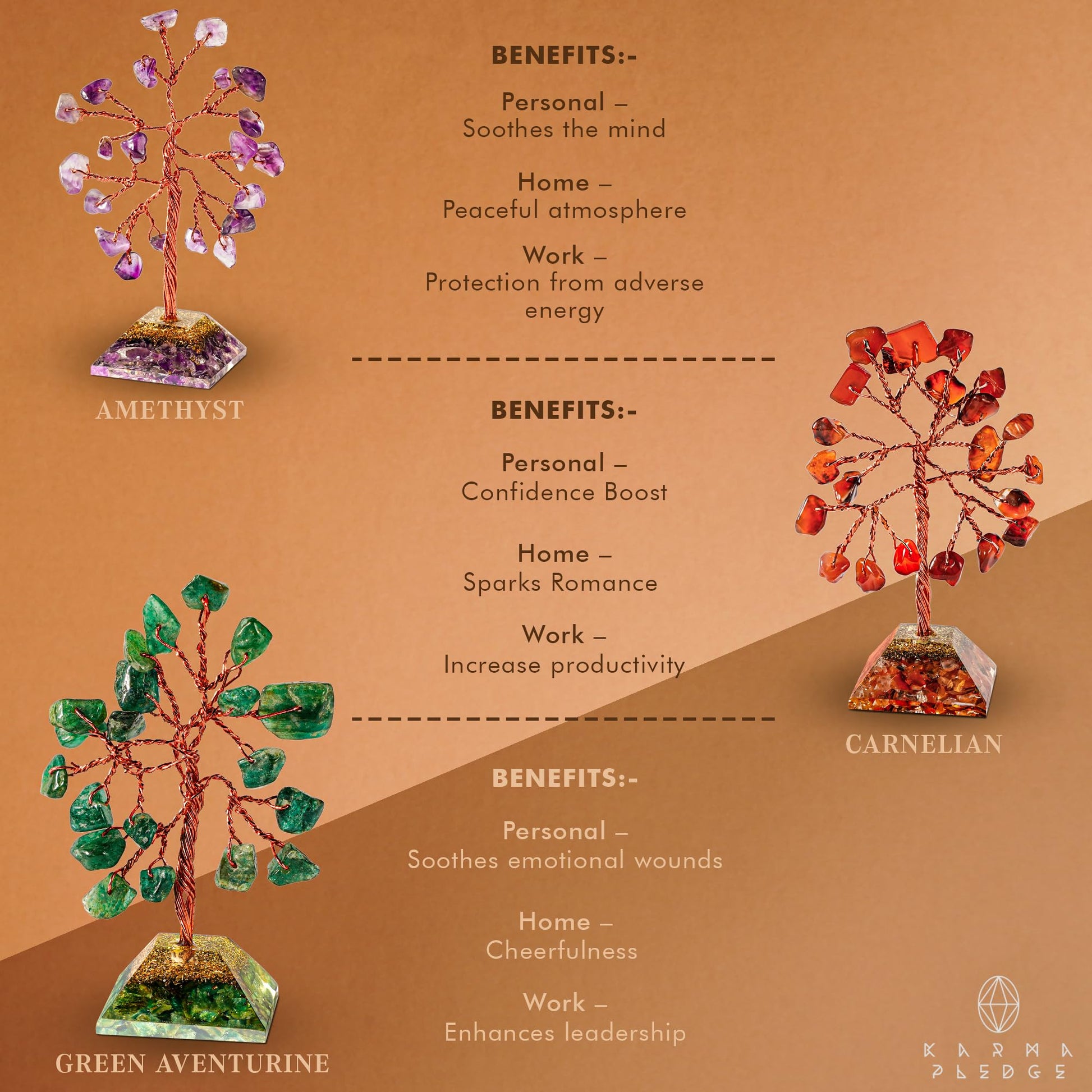 Crystal Tree Tree of Life 7 Chakra Healing Crystals & Stones for Positive Energy, Good Luck Gifts - AB Mystery