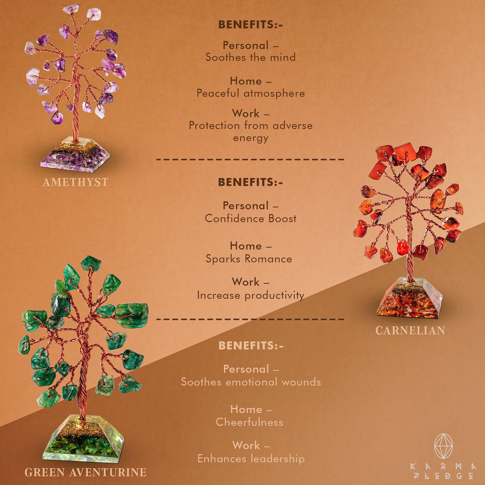 Crystal Tree Tree of Life 7 Chakra Healing Crystals & Stones for Positive Energy, Good Luck Gifts - AB Mystery