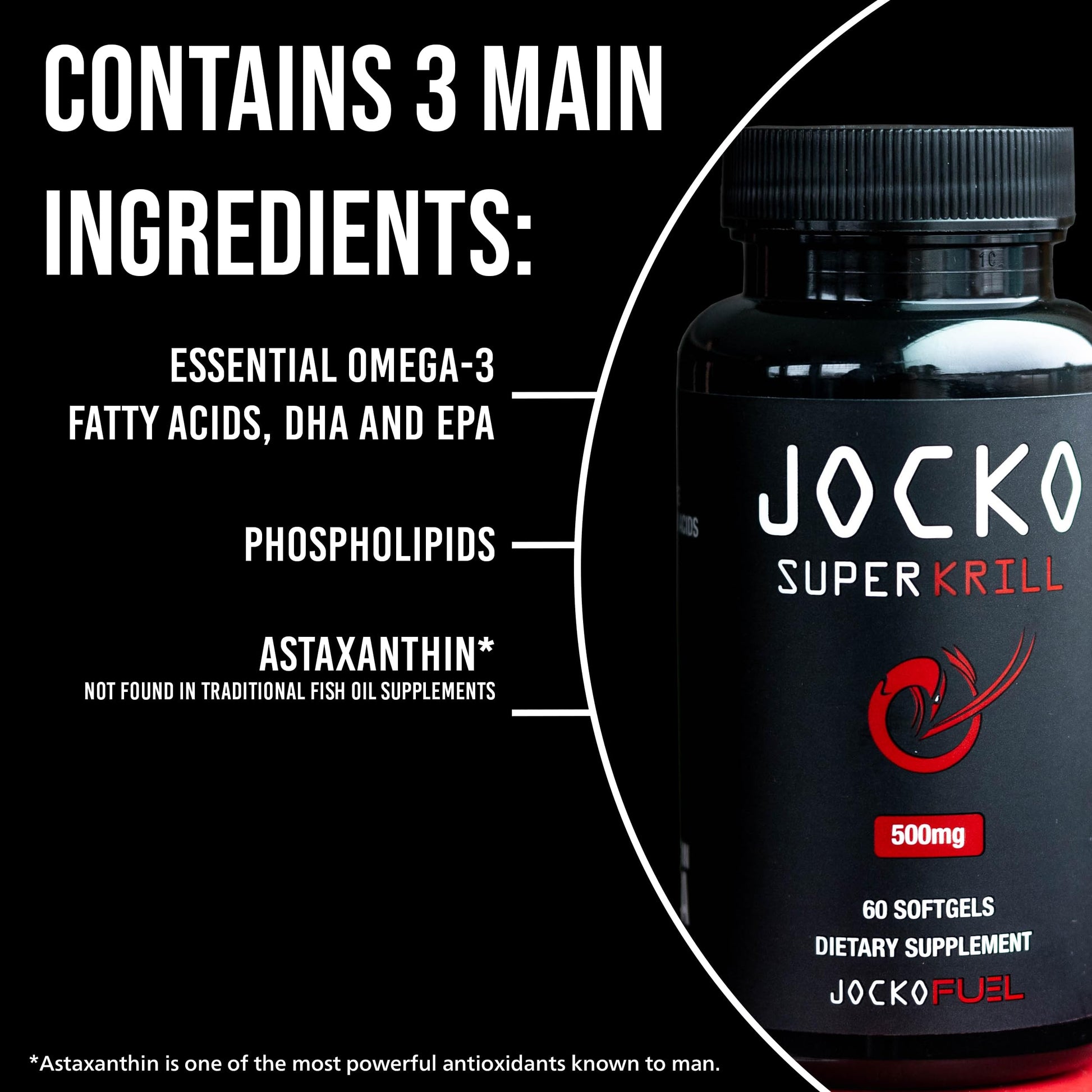 Jocko Fuel Antarctic Krill Oil Omega 3 Fatty Acid Supplements DHA & EPA - 1000mg Softgel - AB Mystery