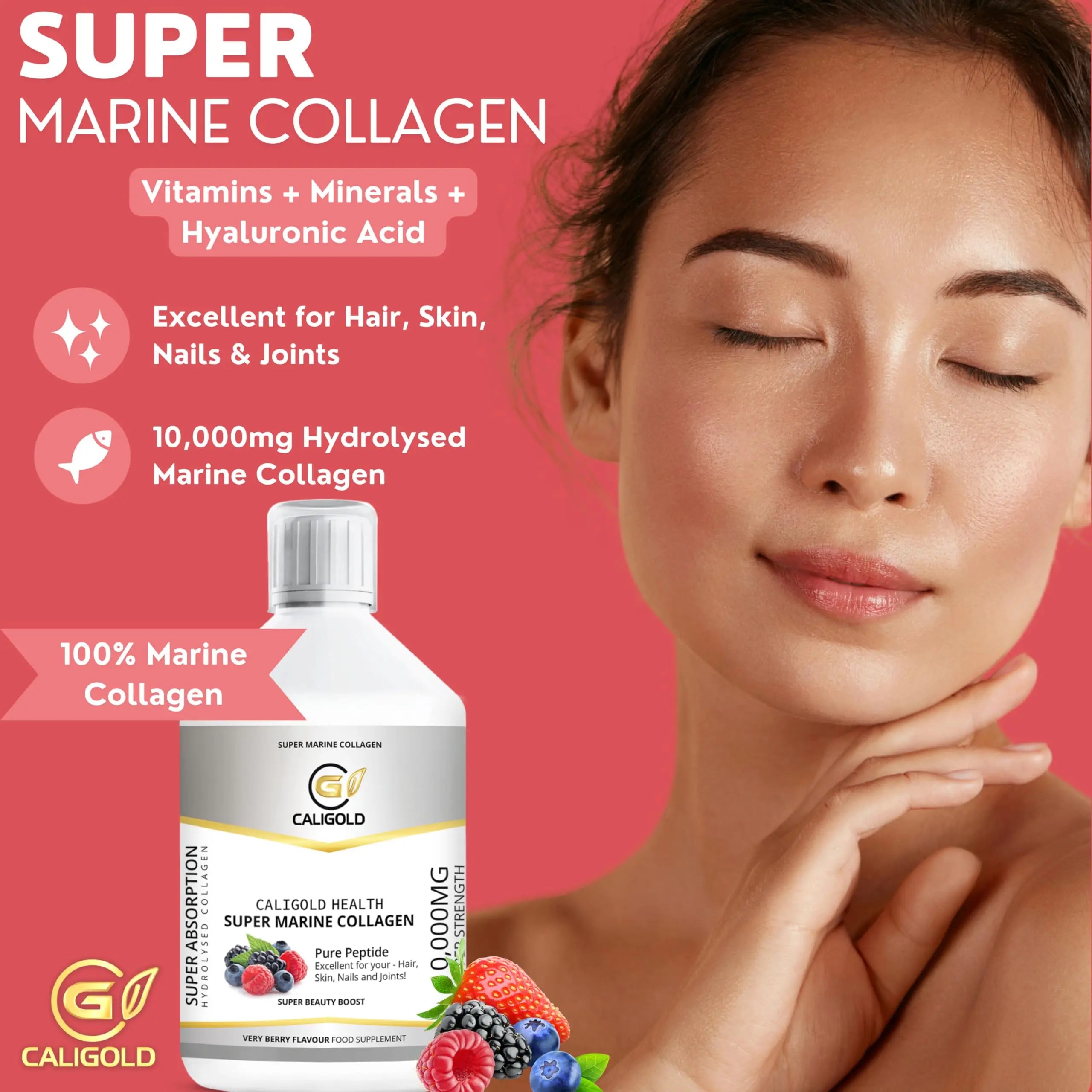 CALIGOLD Health Super Marine Collagen Liquid - Excellent for Hair, Skin, Nails and Joints - AB Mystery