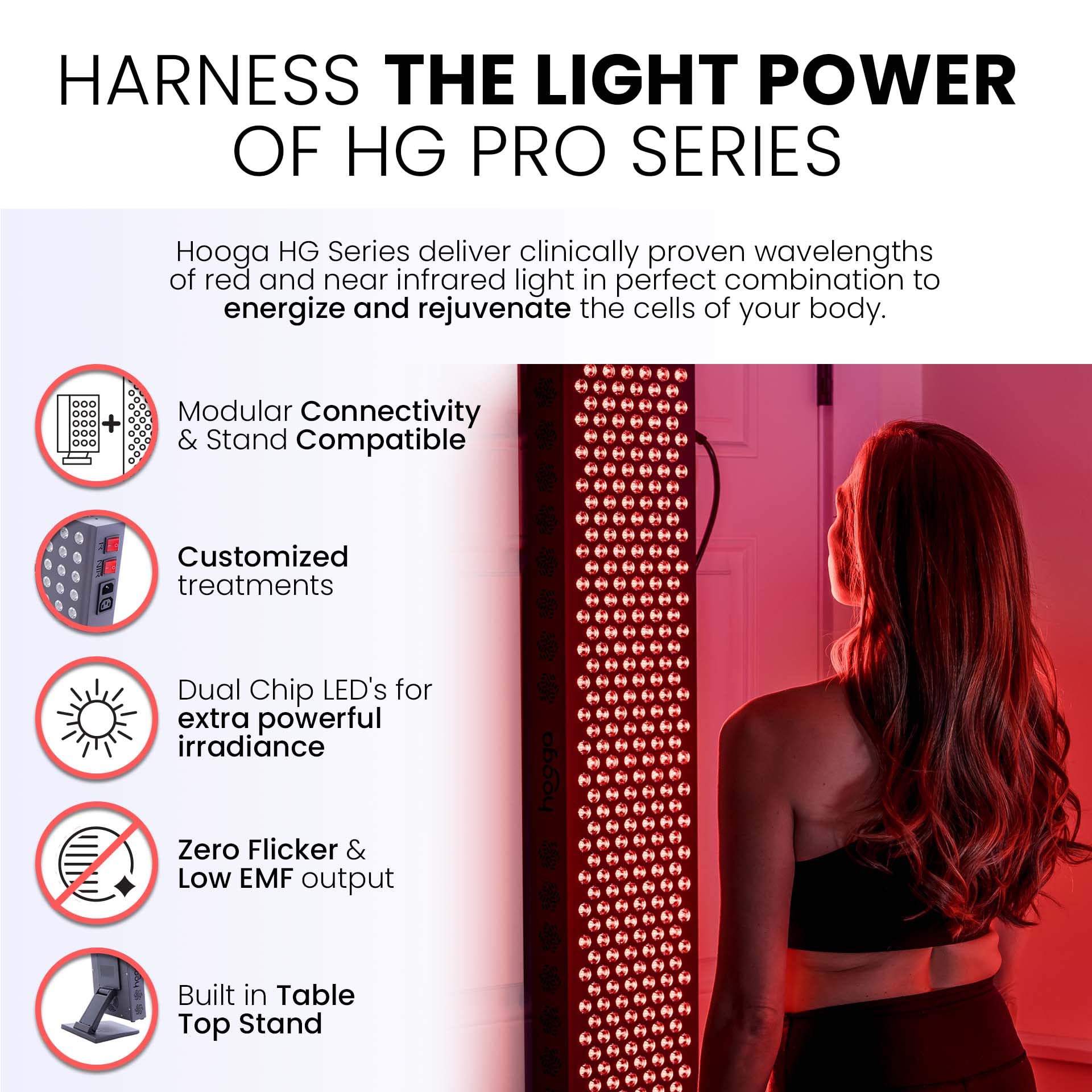 Hooga Red Light Therapy 660nm 850nm Red Near Infrared, Dual Chip Flicker Free LEDs, PRO Series - AB Mystery