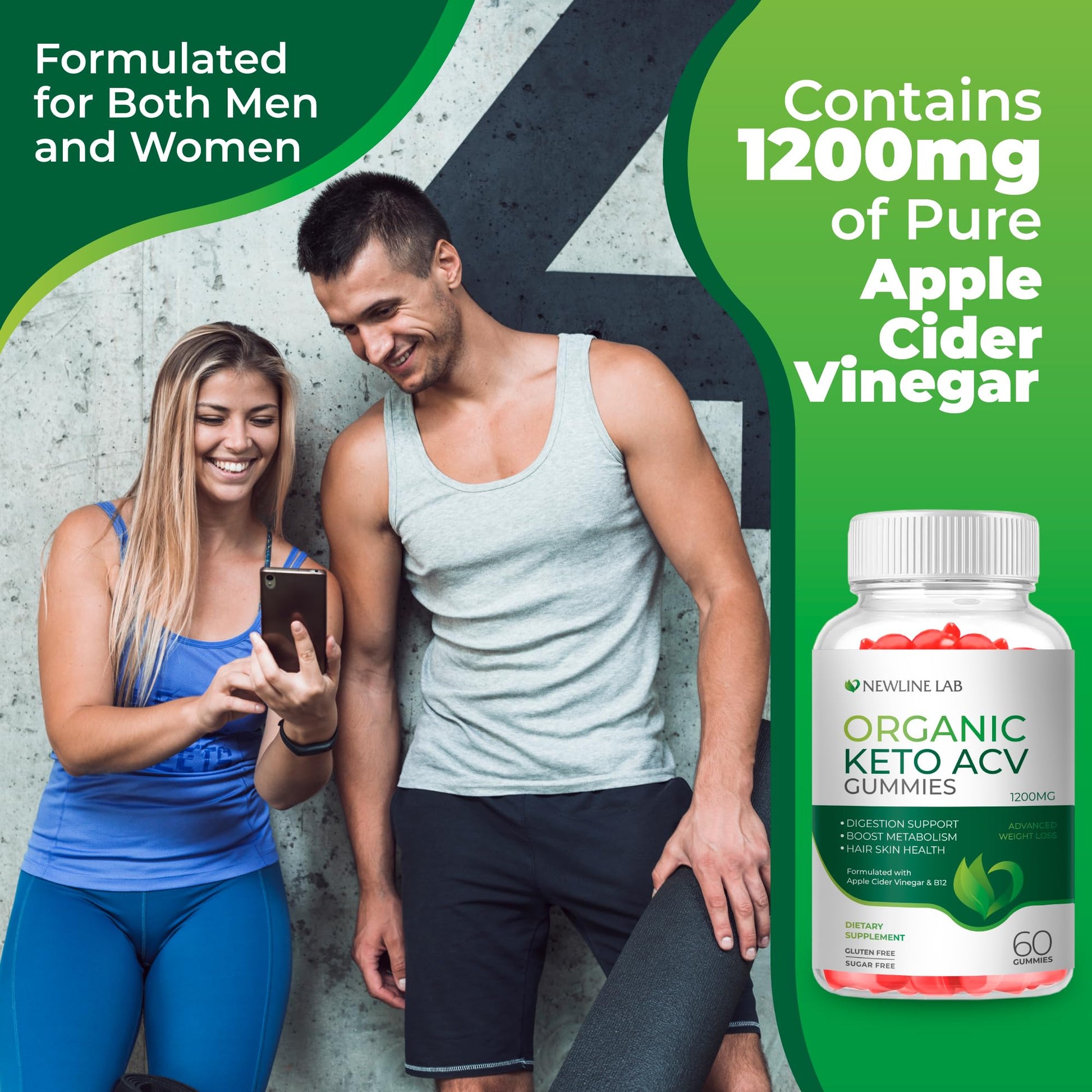 Organic Keto ACV Gummies for Advanced Weight Loss Fat Burn - Sugar Gluten Free Apple - AB Mystery