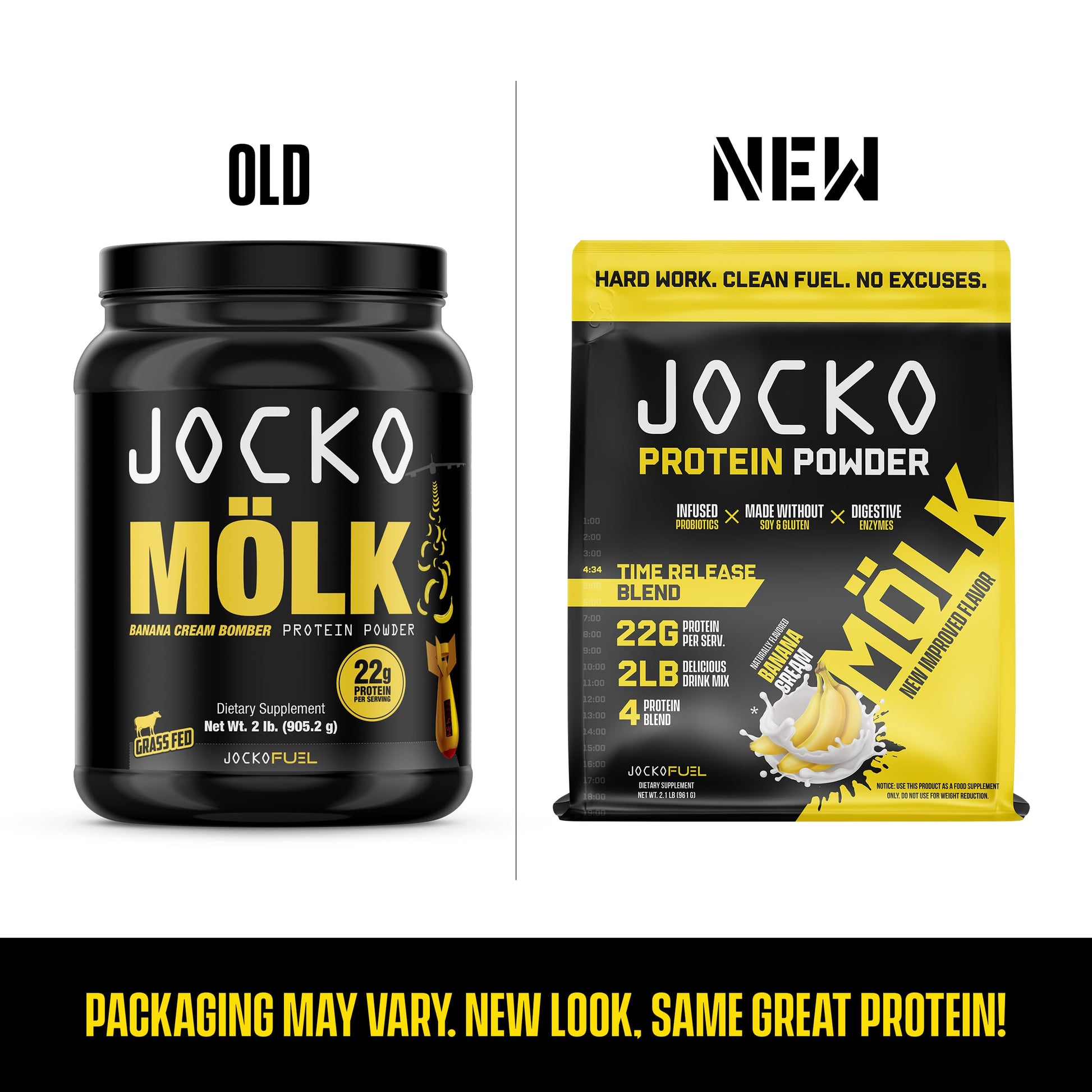 Jocko Mölk Whey Protein Powder (Banana Cream) - Keto, Probiotics, Grass Fed, Digestive - AB Mystery