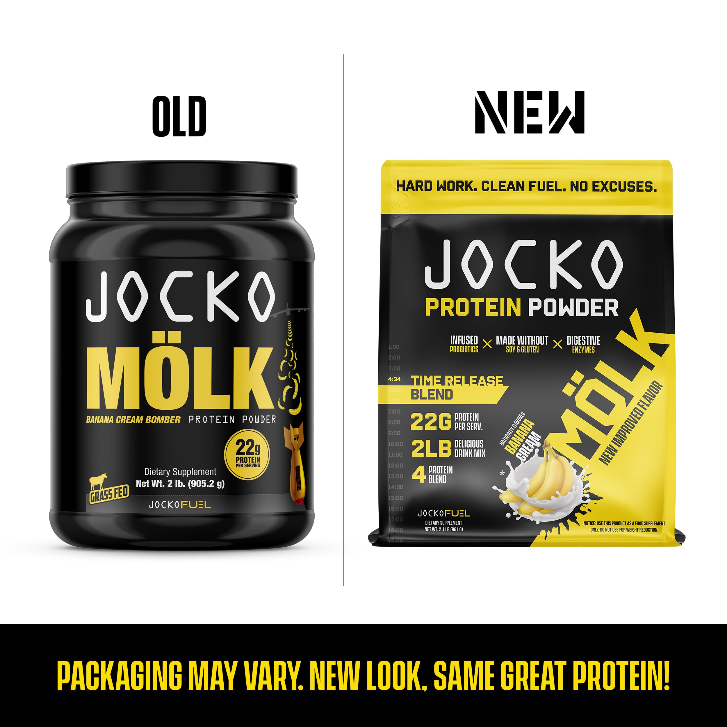 Jocko Mölk Whey Protein Powder (Banana Cream) - Keto, Probiotics, Grass Fed, Digestive - AB Mystery