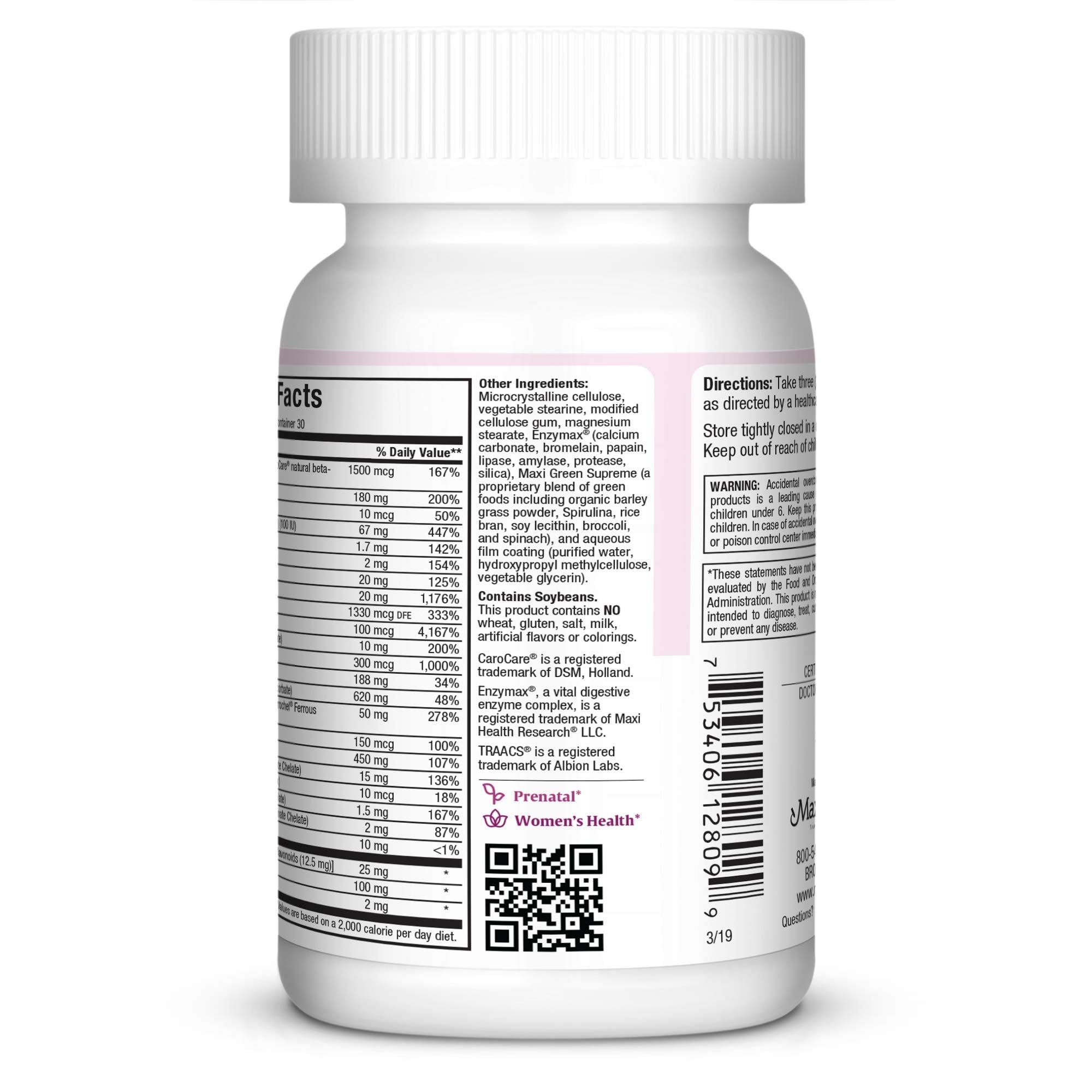 Maxi Health, Maxi Prenatal, 90 Count (Pack of 1) Maxi Health