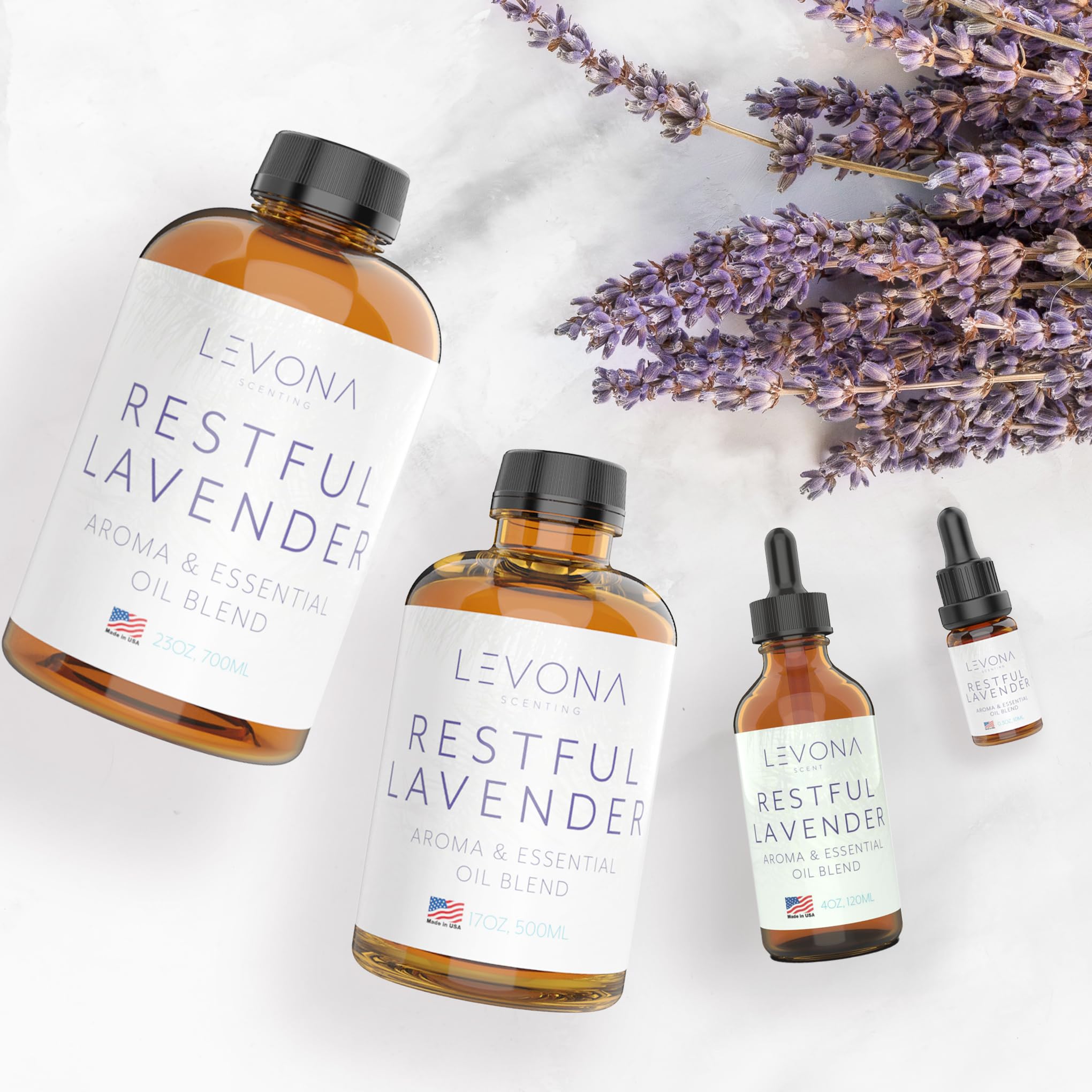 Levona Scents Pure Essential Oils for Diffusers for Home Luxury Scents - Restful Lavender Essential Oil - AB Mystery