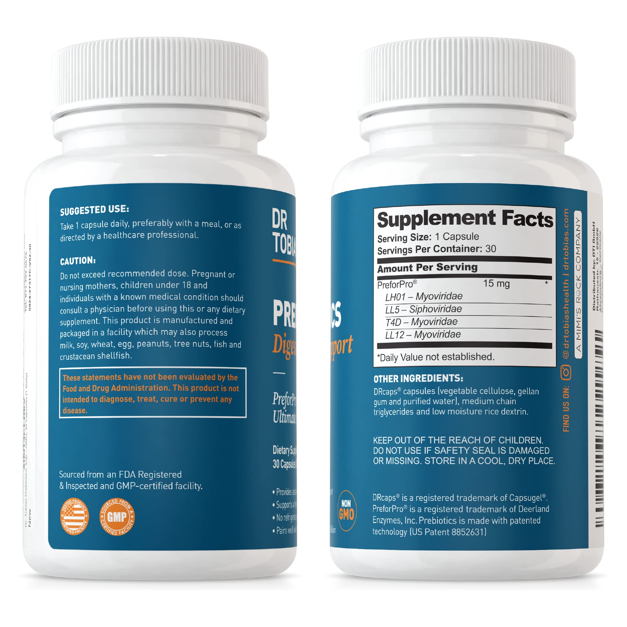 Dr. Tobias Prebiotics, Supports Digestion & Gut Health, Feed Good Probiotic Bacteria - AB Mystery