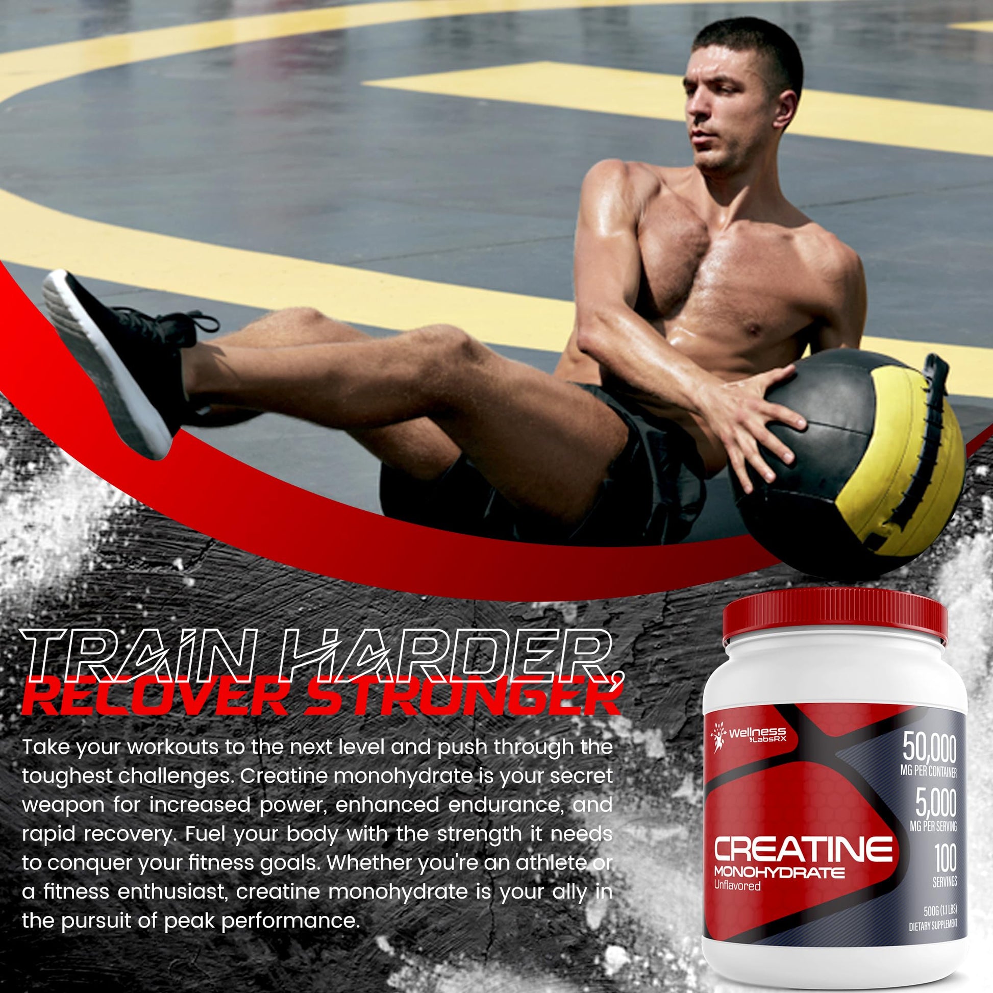 Creatine Monohydrate Powder - 5000mg Micronized for Muscle Growth, Enhanced - AB Mystery