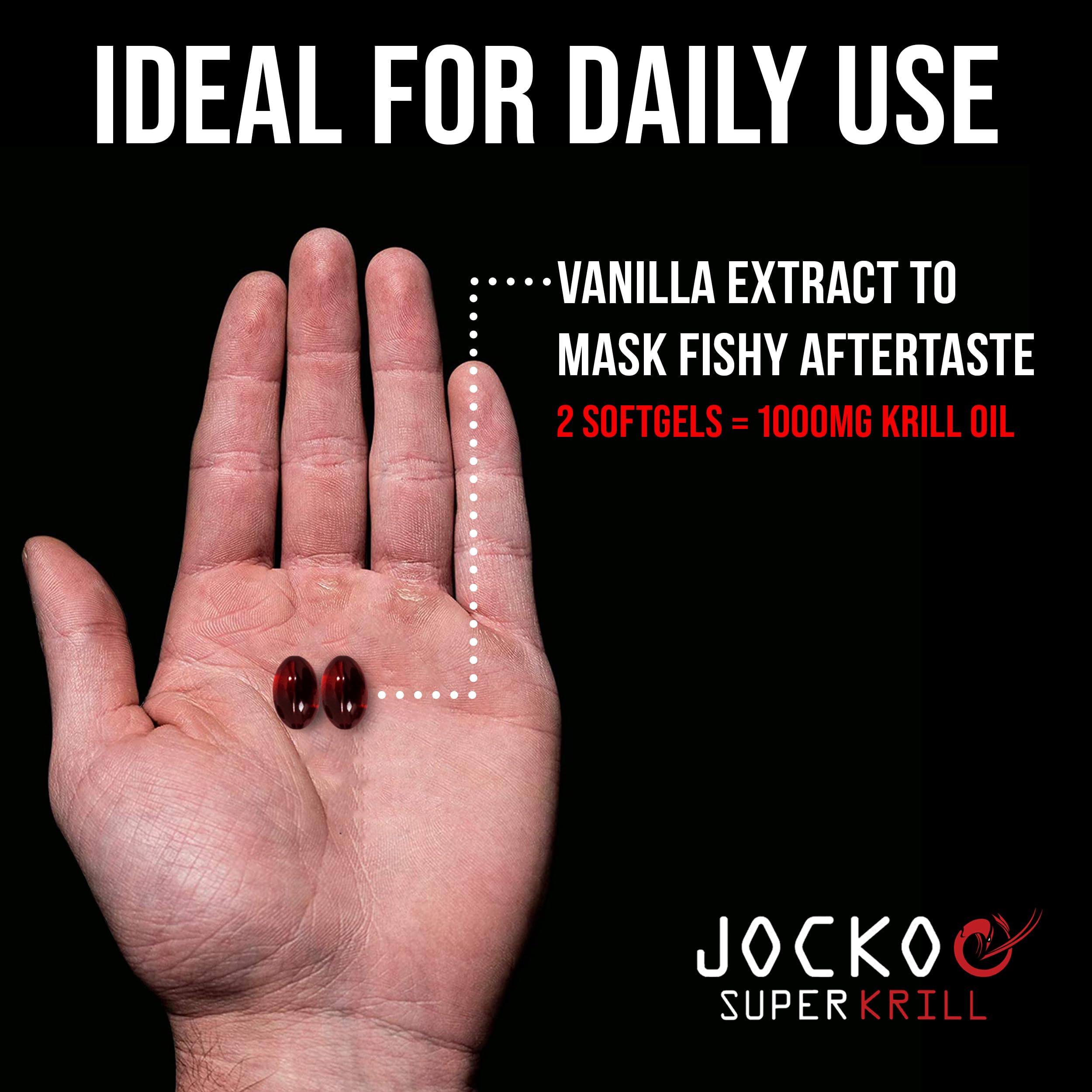 Jocko Fuel Antarctic Krill Oil Omega 3 Fatty Acid Supplements DHA & EPA - 1000mg Softgel - AB Mystery