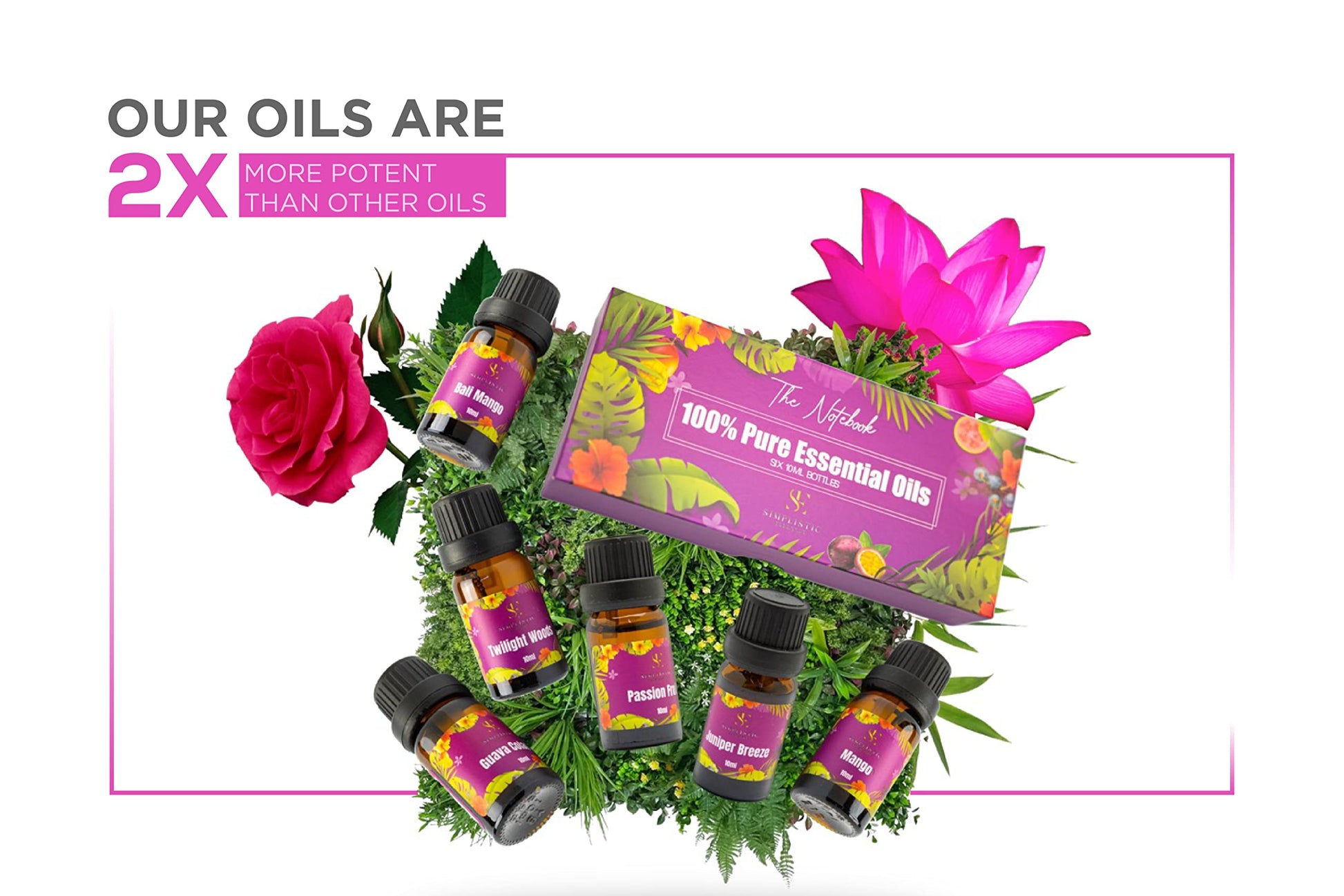 Simplistic Elegance Essential Oils Set - Top 6 Natural Aromatherapy Oils for Diffusers Humidifier Massage - AB Mystery