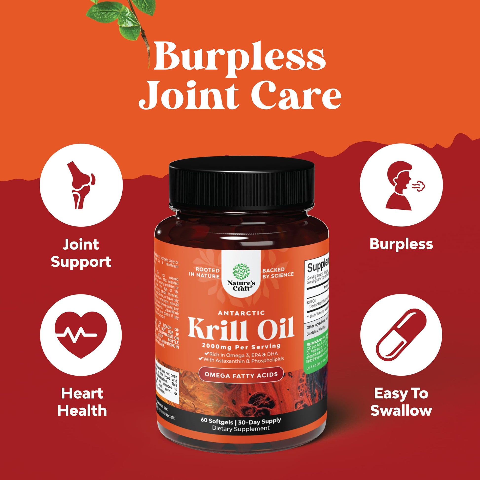 Antarctic Krill Oil 2000mg Softgels Per Serving - Omega 3 Krill Oil Supplement - AB Mystery