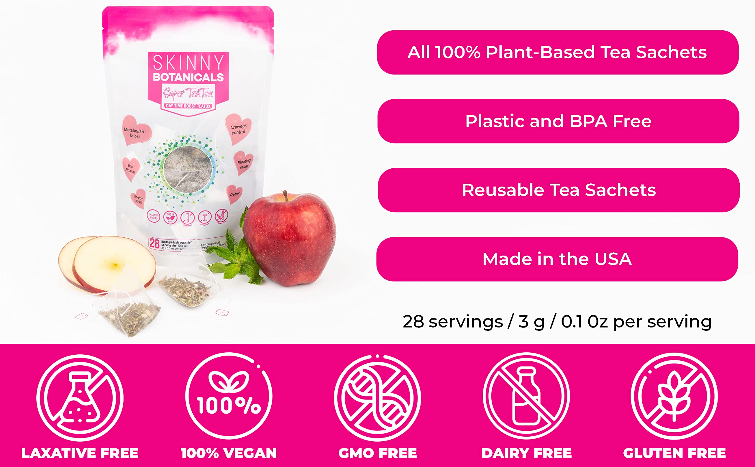 Skinny Botanicals Daytime Detox Tea for Body Cleanse All Natural - Laxative-Free, Supports - AB Mystery