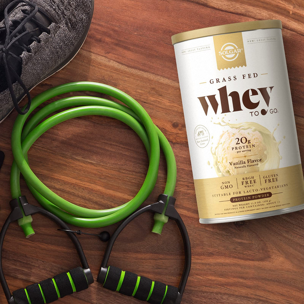 Solgar Whey To Go Natural Vanilla Flavour Protein Powder 340 g - Grass-Fed Whey from New Zealand Cows SOLGAR