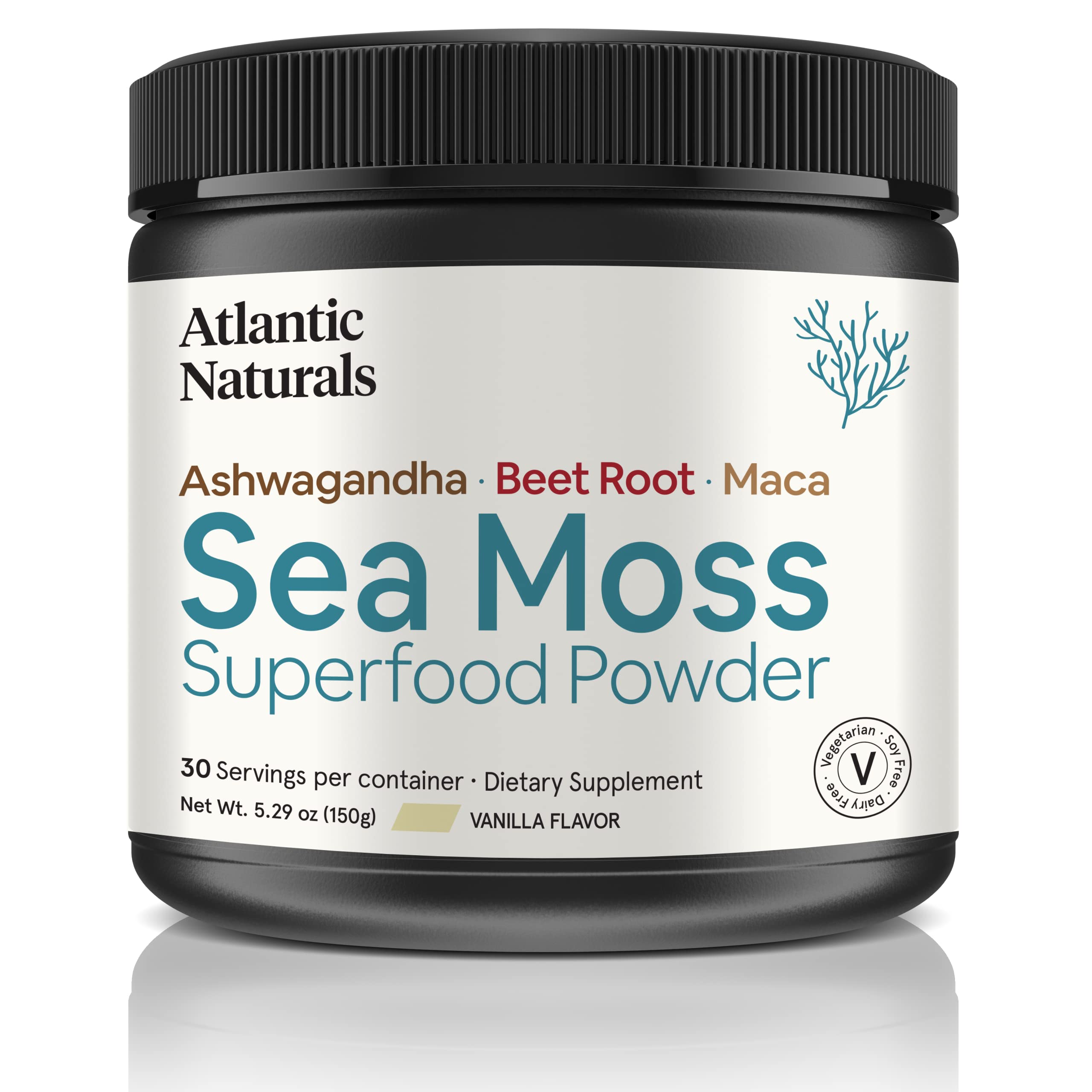 Organic Sea Moss Superfood Powder with Ashwagandha, Beet Root, and Maca - AB Mystery