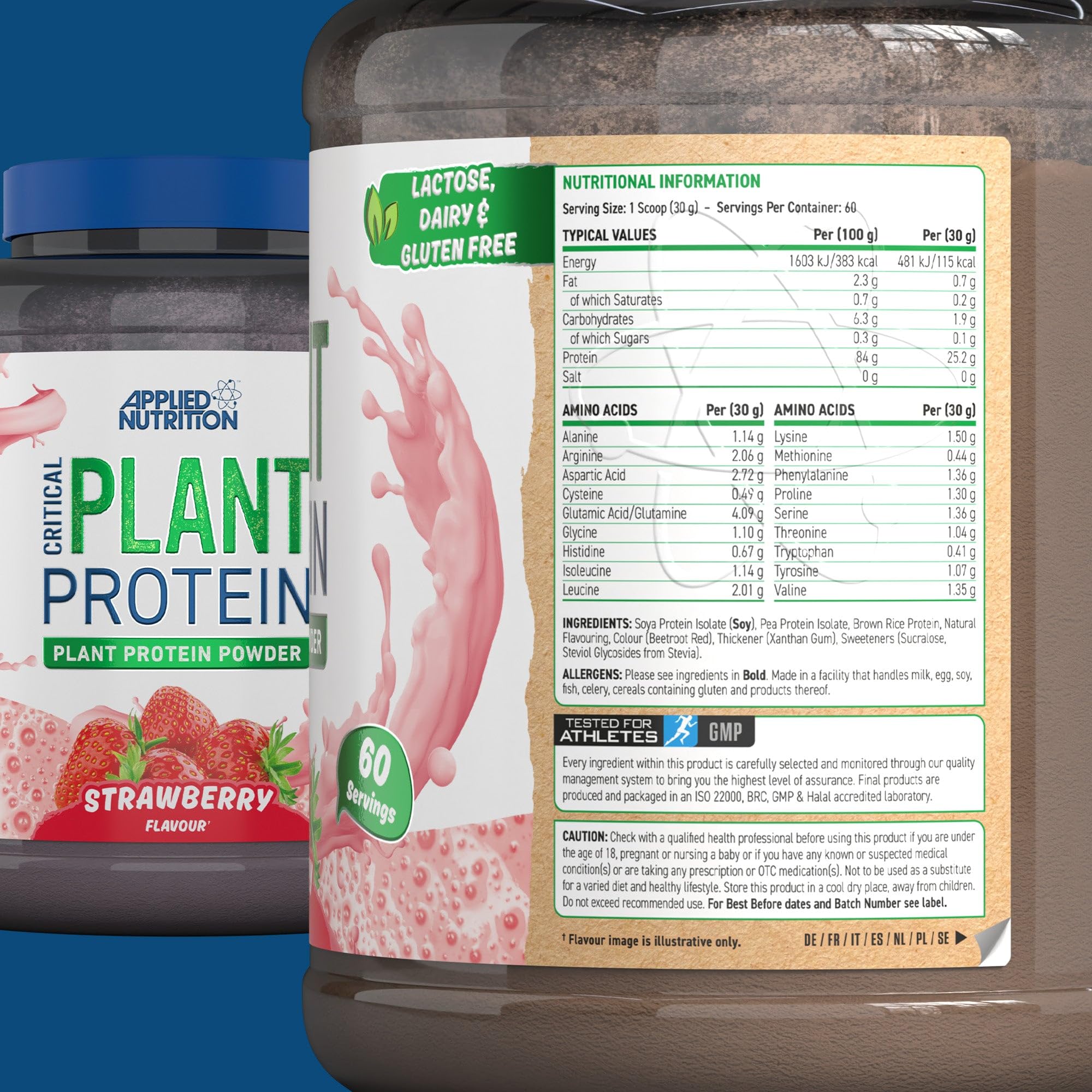 Applied Nutrition Plant Protein Powder – Critical Plant Vegan Protein Shake with SOYA Applied Nutrition