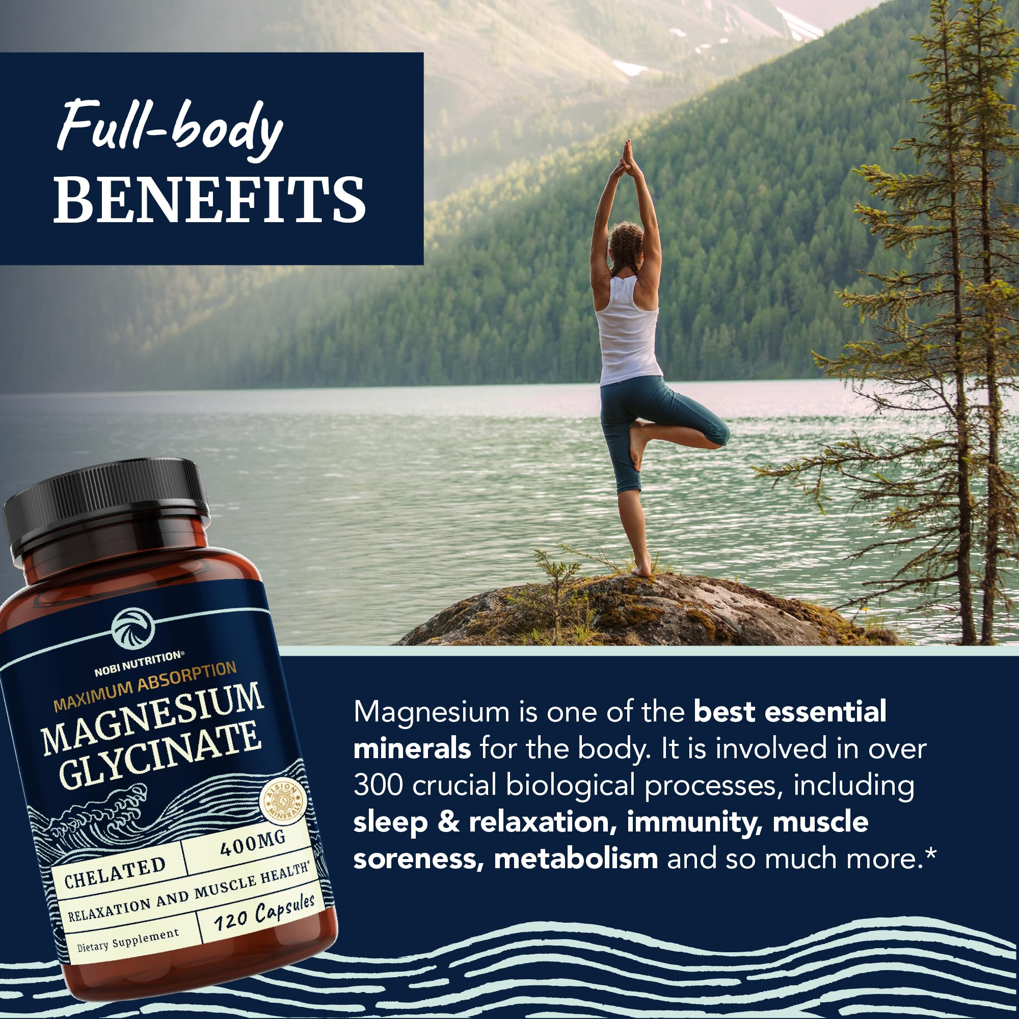 Magnesium Bisglycinate 400mg | Chelated Bisglycinate for Muscle Relaxation, Bones - AB Mystery