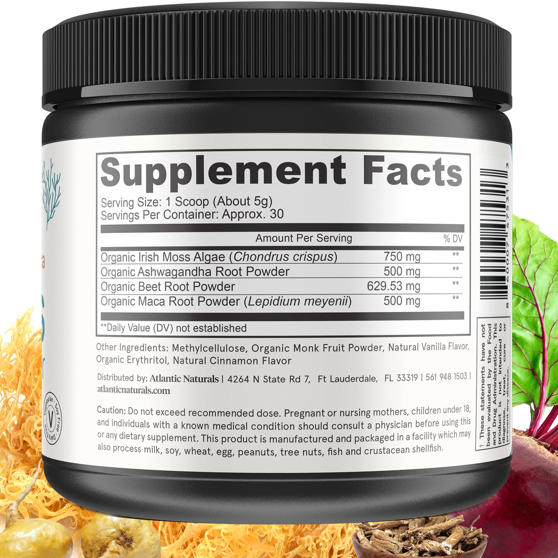Organic Sea Moss Superfood Powder with Ashwagandha, Beet Root, and Maca - AB Mystery