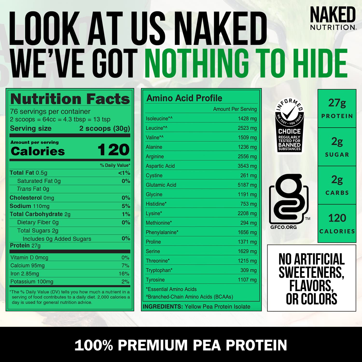 NAKED Pea - 5LB 100% Pea Protein Powder from North American Farms - Unflavored - AB Mystery