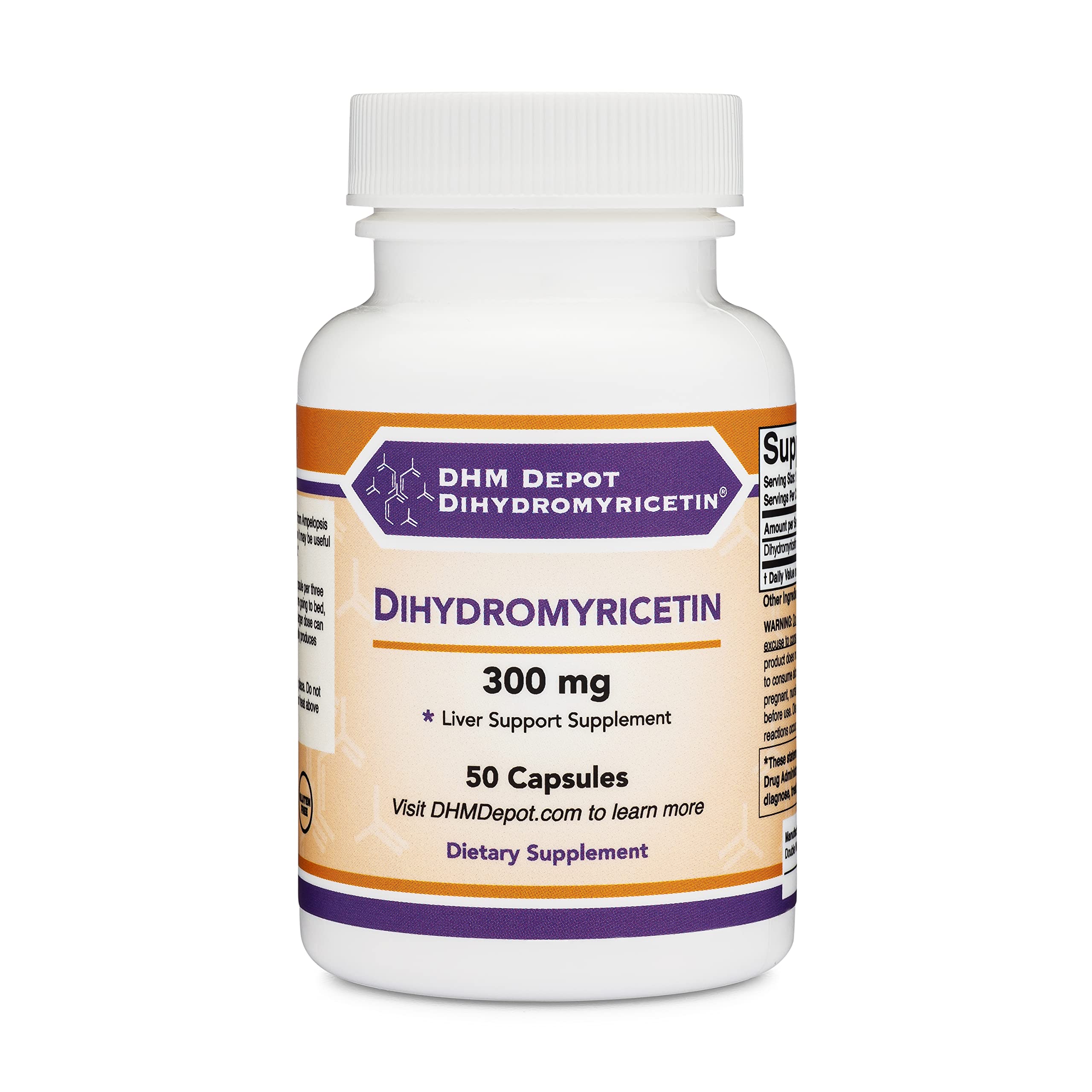 Dihydromyricetin (DHM) 50 Capsules, 300mg, Liver Support Supplement (Third Party - AB Mystery