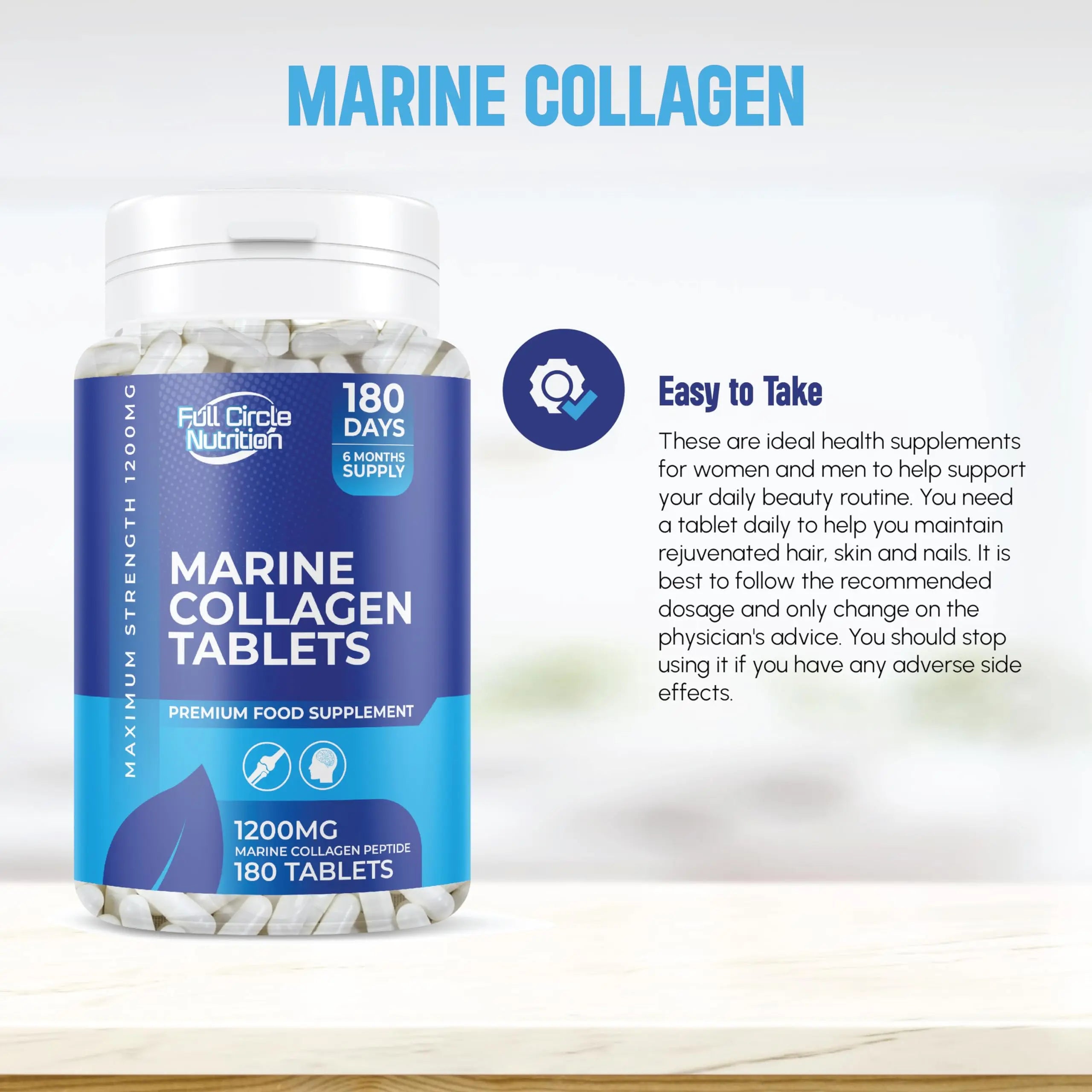 Marine Collagen Tablets 1200MG - 2400MG - 180 Days Supply - AB Mystery