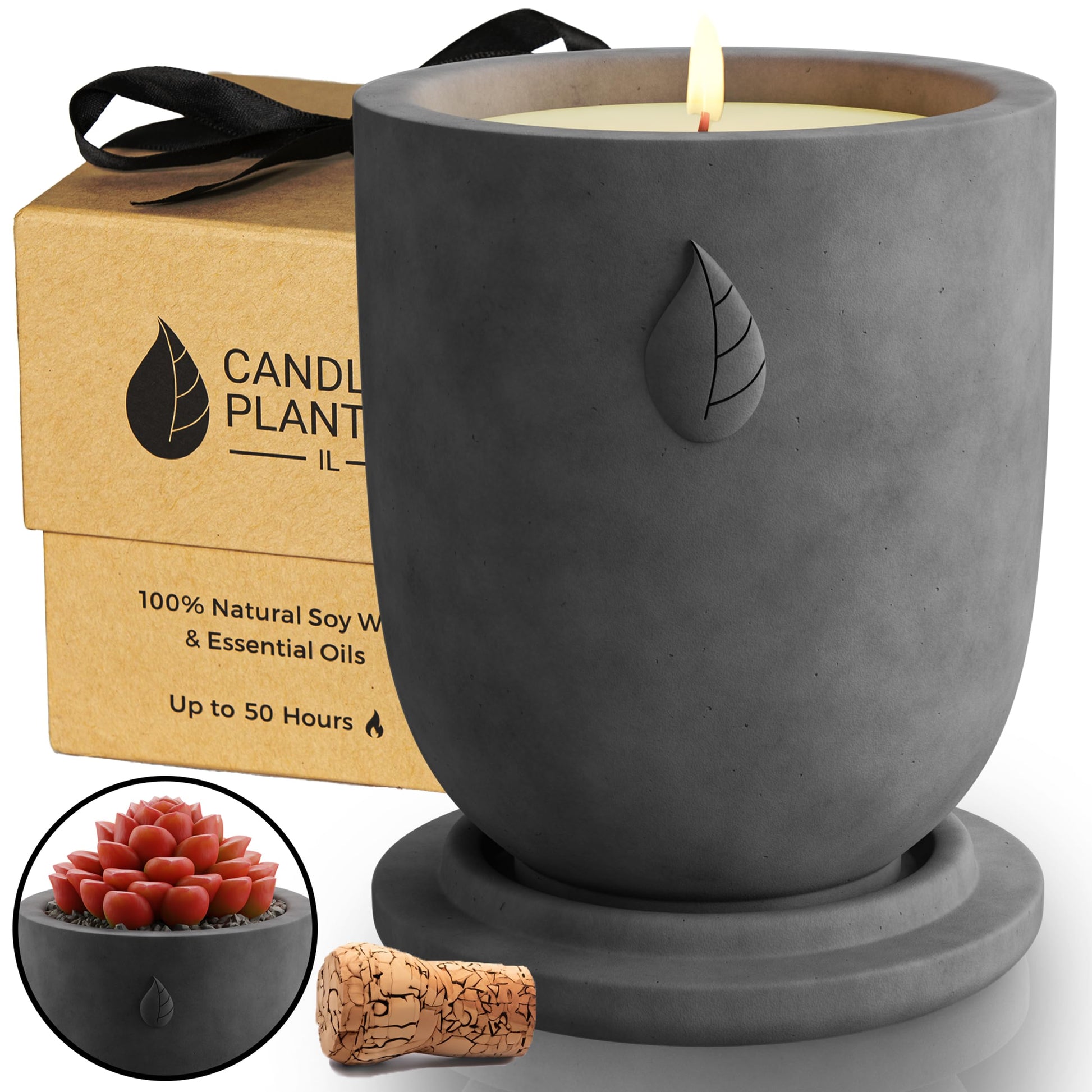 CandlePlanter Concrete Cement Candle Planter - Candles for Home Scented, Soy Candles