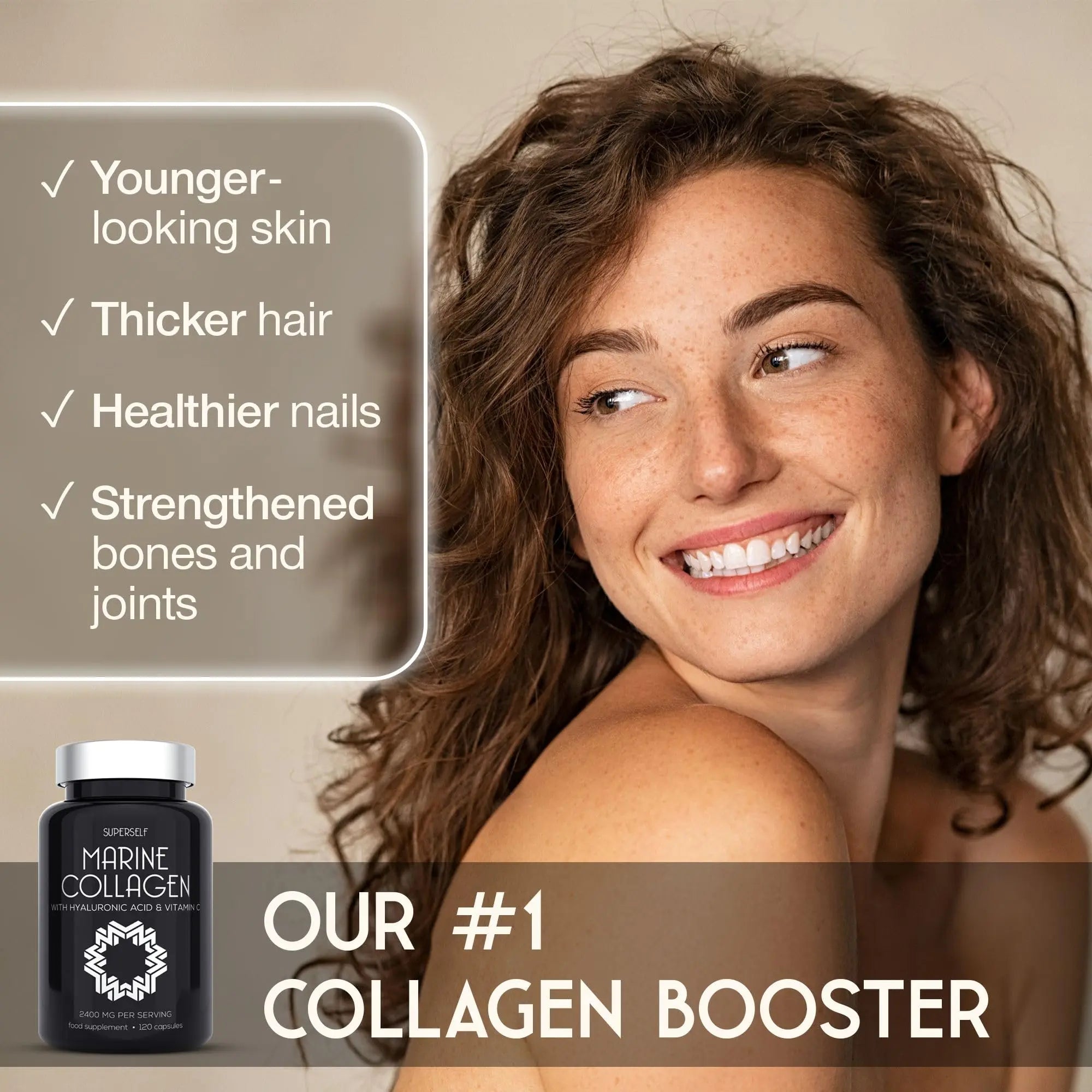 Marine Collagen Capsules 2400mg - with Hyaluronic Acid & Vitamin C - High Strength Collagen Supplements for Women & Men SuperSelf