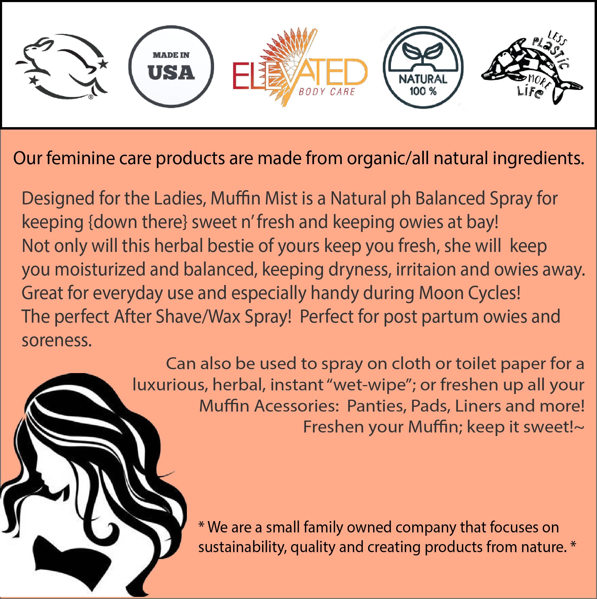 ELEVATED Muffin Mist – Organic Natural Feminine Spray| 5 Scents | Yoni Oil | Vegan | Herbal Infused Oil - AB Mystery