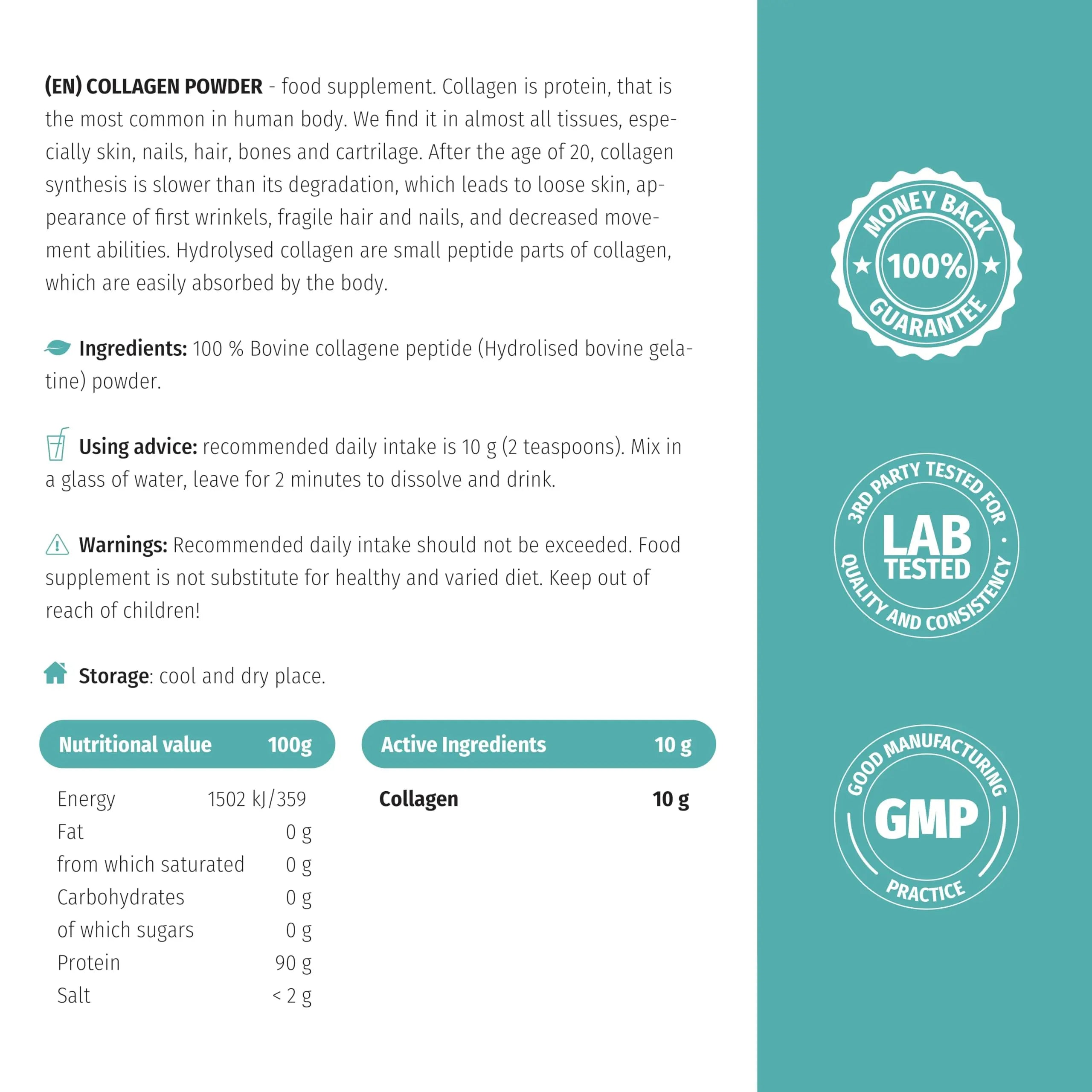 Nature's Finest by Nutrisslim Collagen Powder: 100% Hydrolysed Bovine Collagen - AB Mystery