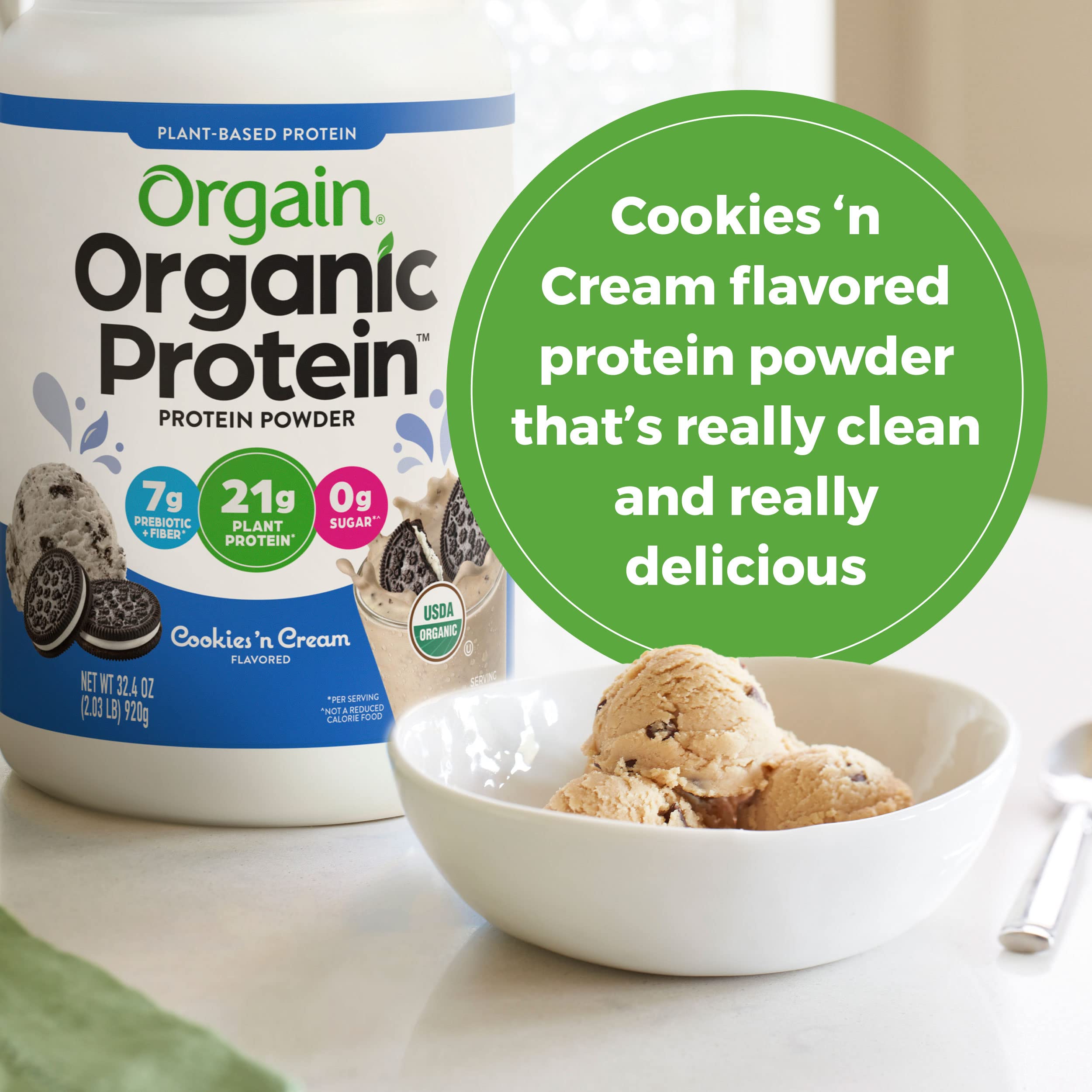 Orgain Organic Vegan Protein Powder, Cookies and Cream - 21g Plant Based Protein - AB Mystery