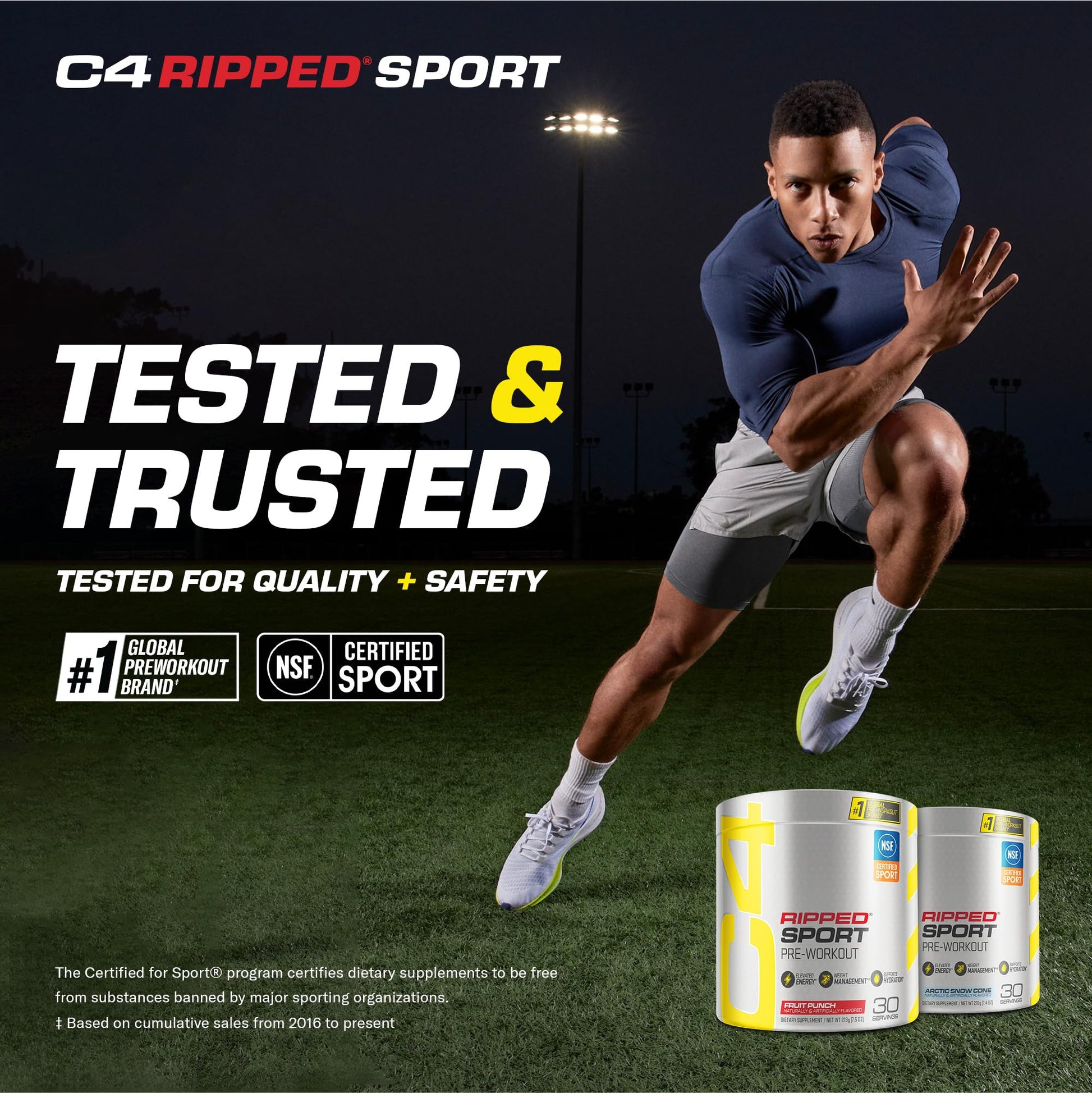 C4 Ripped Sport Pre Workout Powder Fruit Punch - NSF Certified for Sport + Sugar Free - AB Mystery