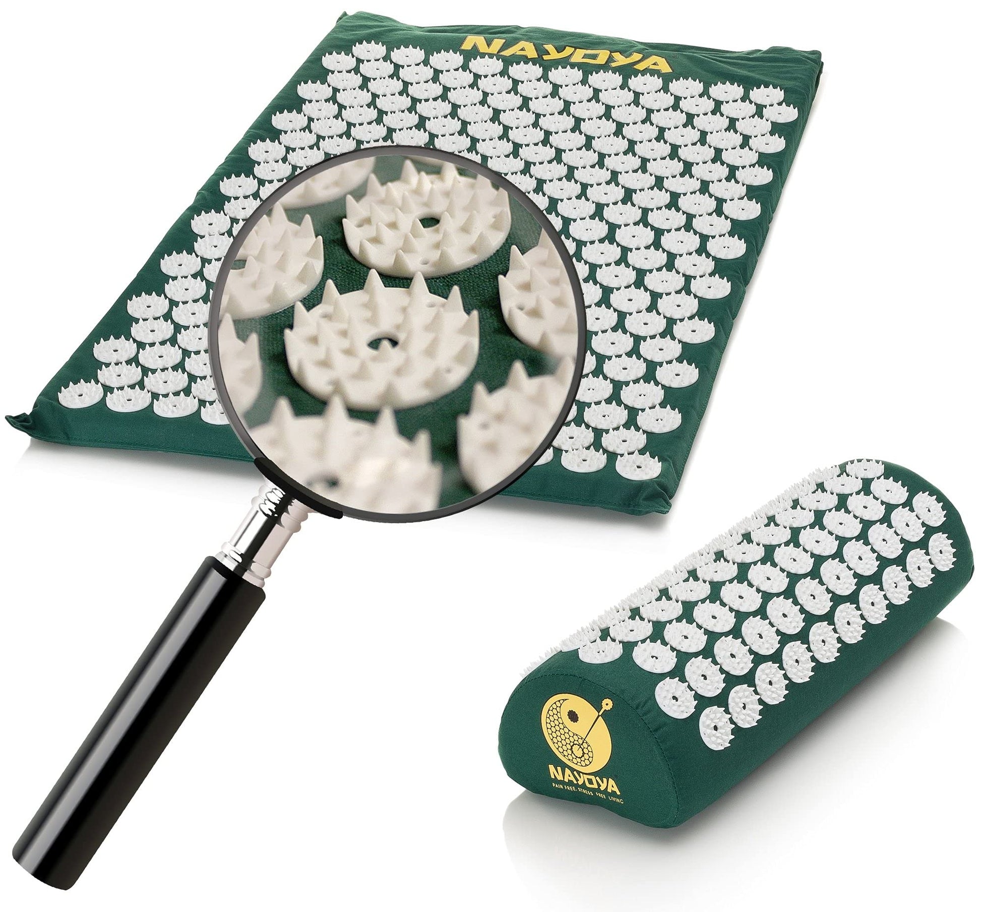 NAYOYA Neck and Back Pain Relief - Acupressure Mat and Neck Pillow Set - Relieves Stress and Sciatic Pain - AB Mystery