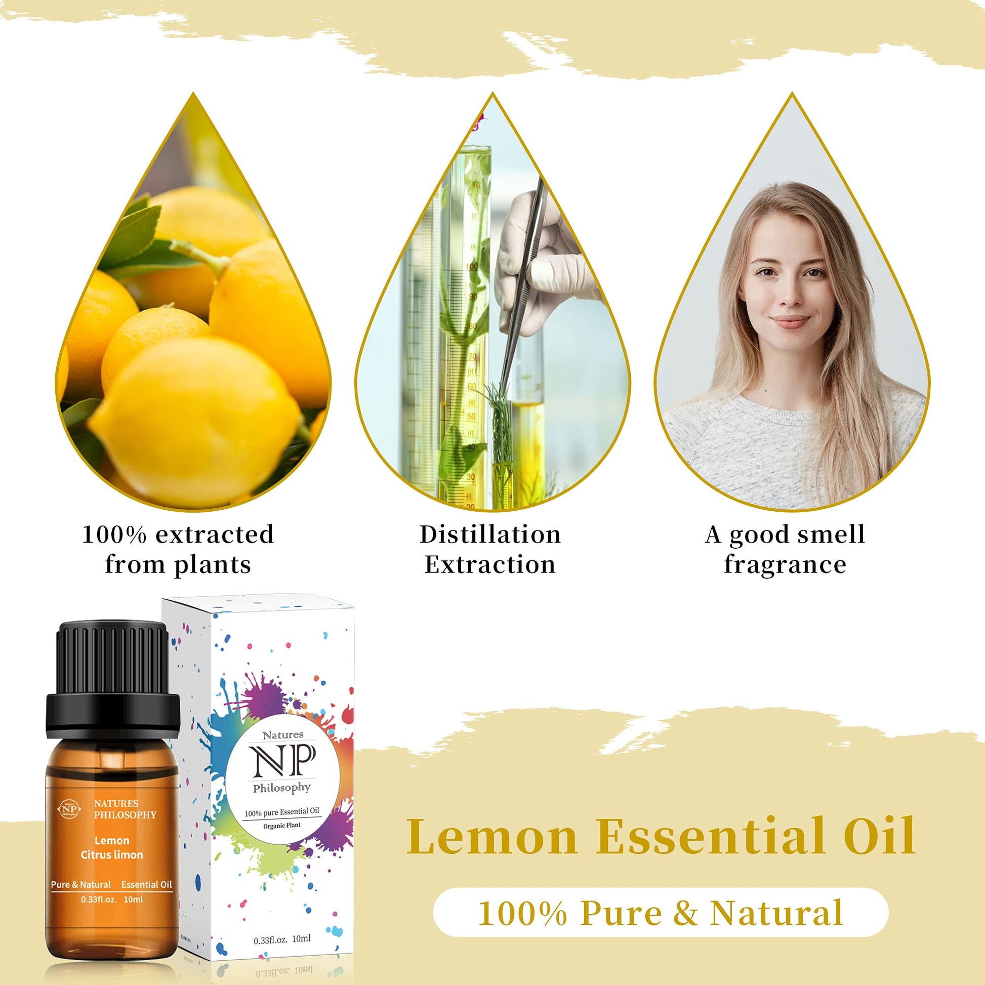 Lemon Essential Oil,100% Pure Organic Essential Oils for Aromatherapy, Diffuser, Massage, Soap Making - AB Mystery