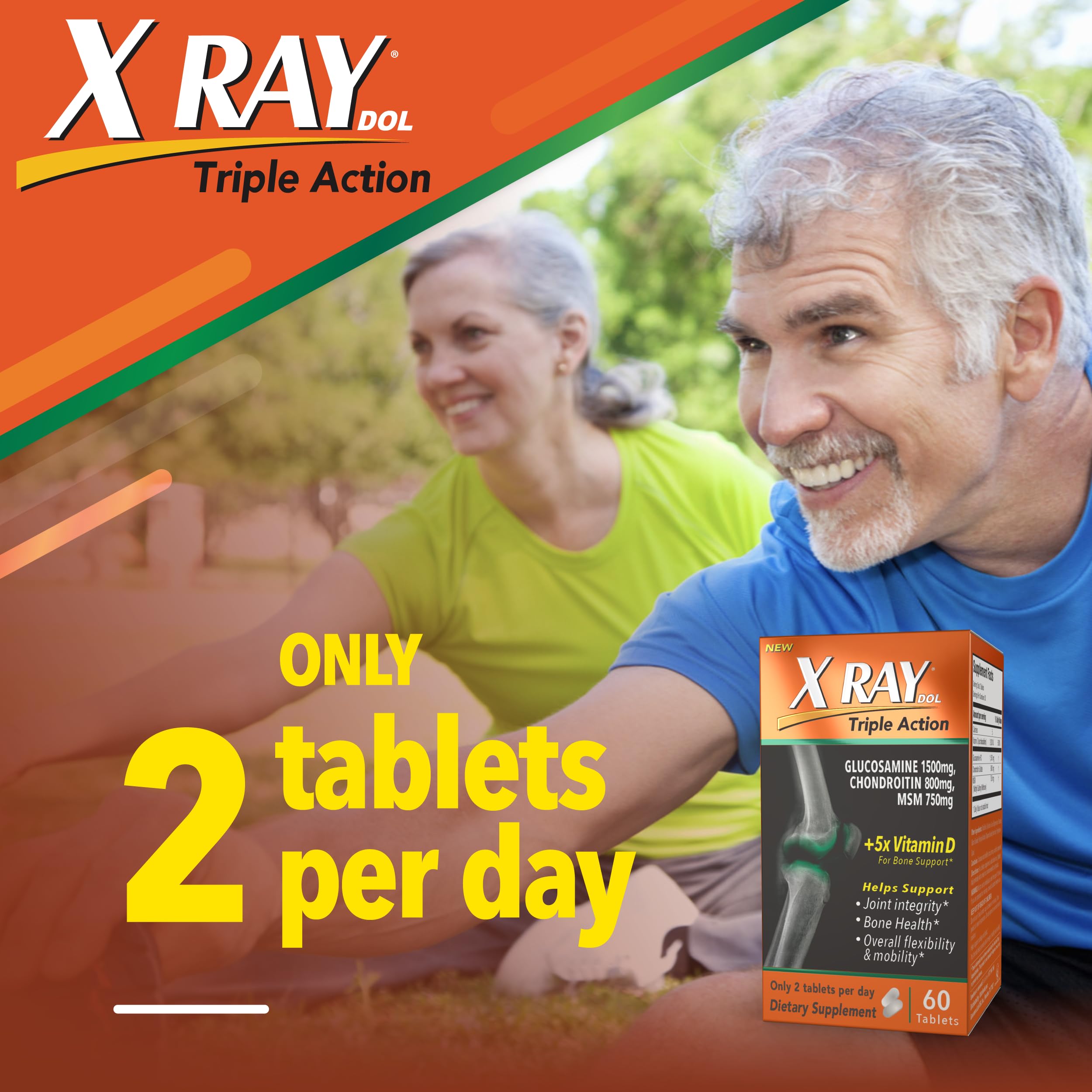 X Ray Dol Triple Action Joint Health Supplement, with 5X Vitamin D, Glucosamine 1500mg - AB Mystery