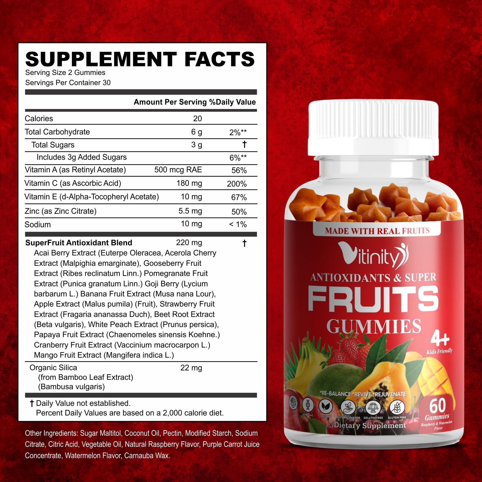 VITINITY Made with Real Super Fruits Delicious Gummy Supplement,Men,Women & Kids - AB Mystery