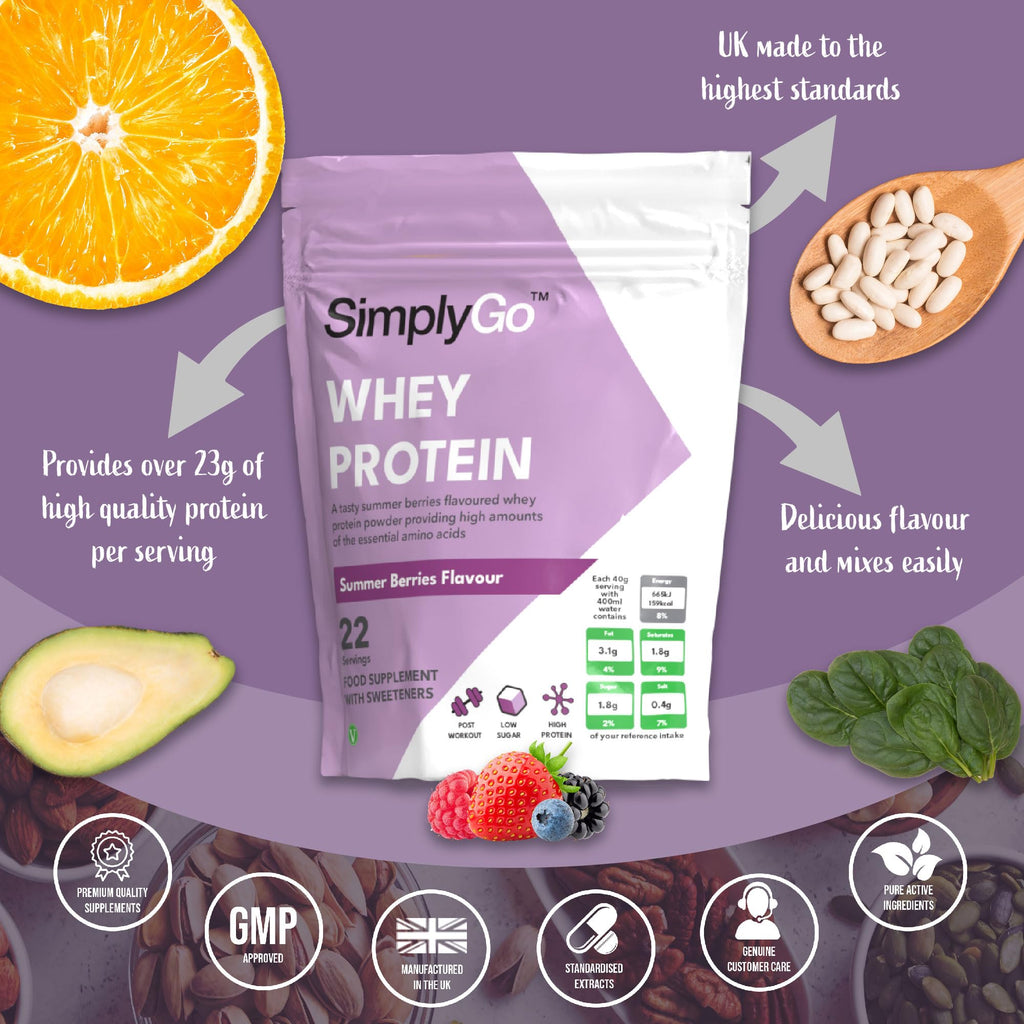 SimplyGo Whey Protein Powder | 900g | Simply Add 30g to Water, Juice or Shakes Simply Supplements