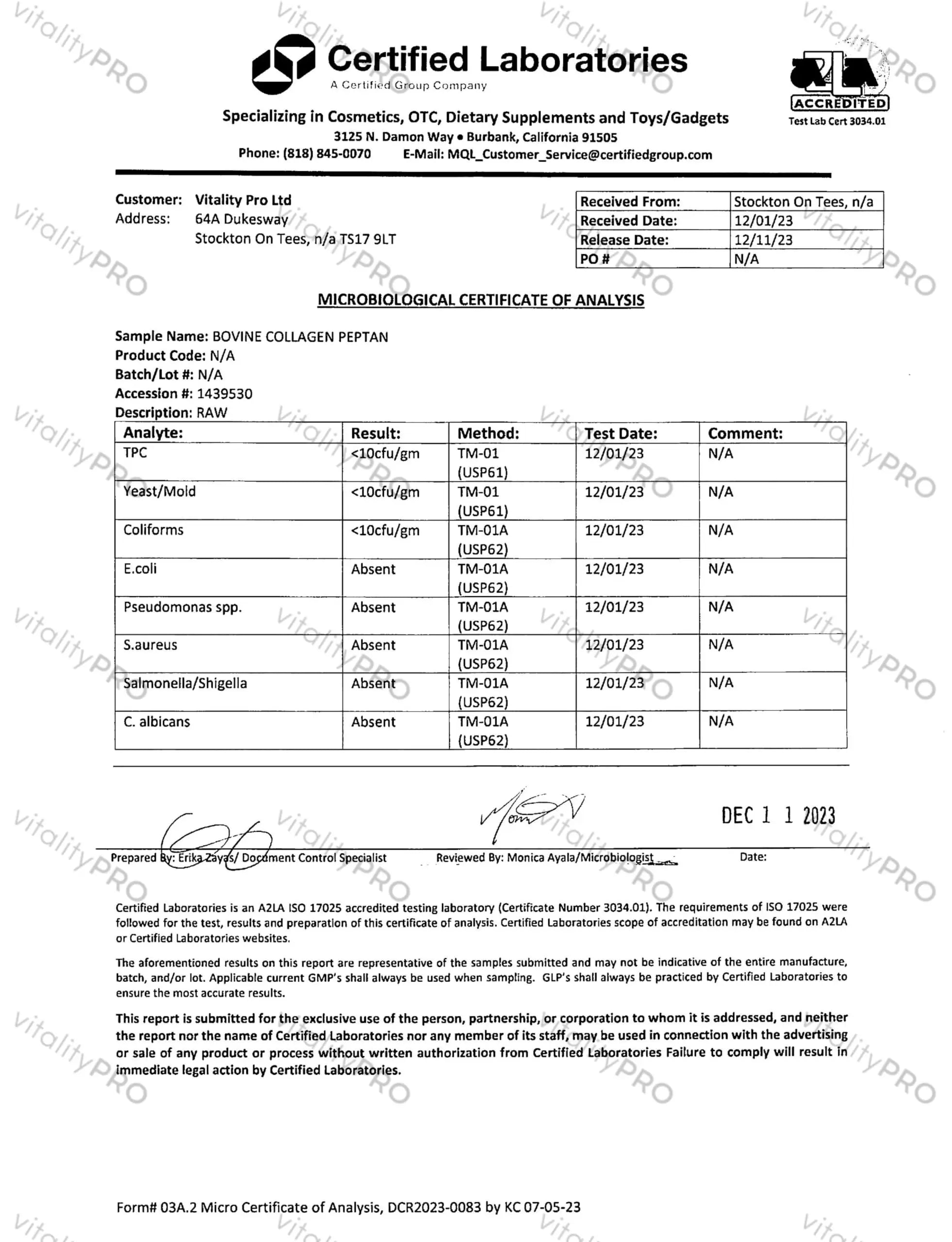 Advanced Collagen with Hyaluronic Acid - 12.95g x 30 Servings - Type 1 2 3 - AB Mystery