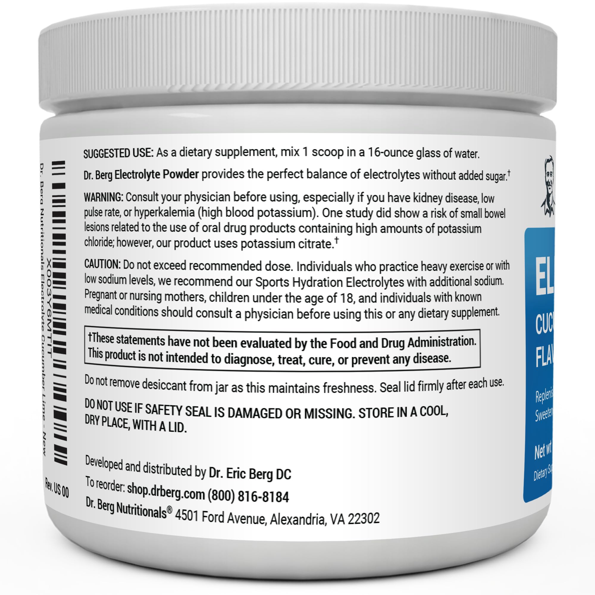 Dr. Berg Hydration Keto Electrolyte Powder - Enhanced w/ 1,000mg of Potassium & Real - AB Mystery