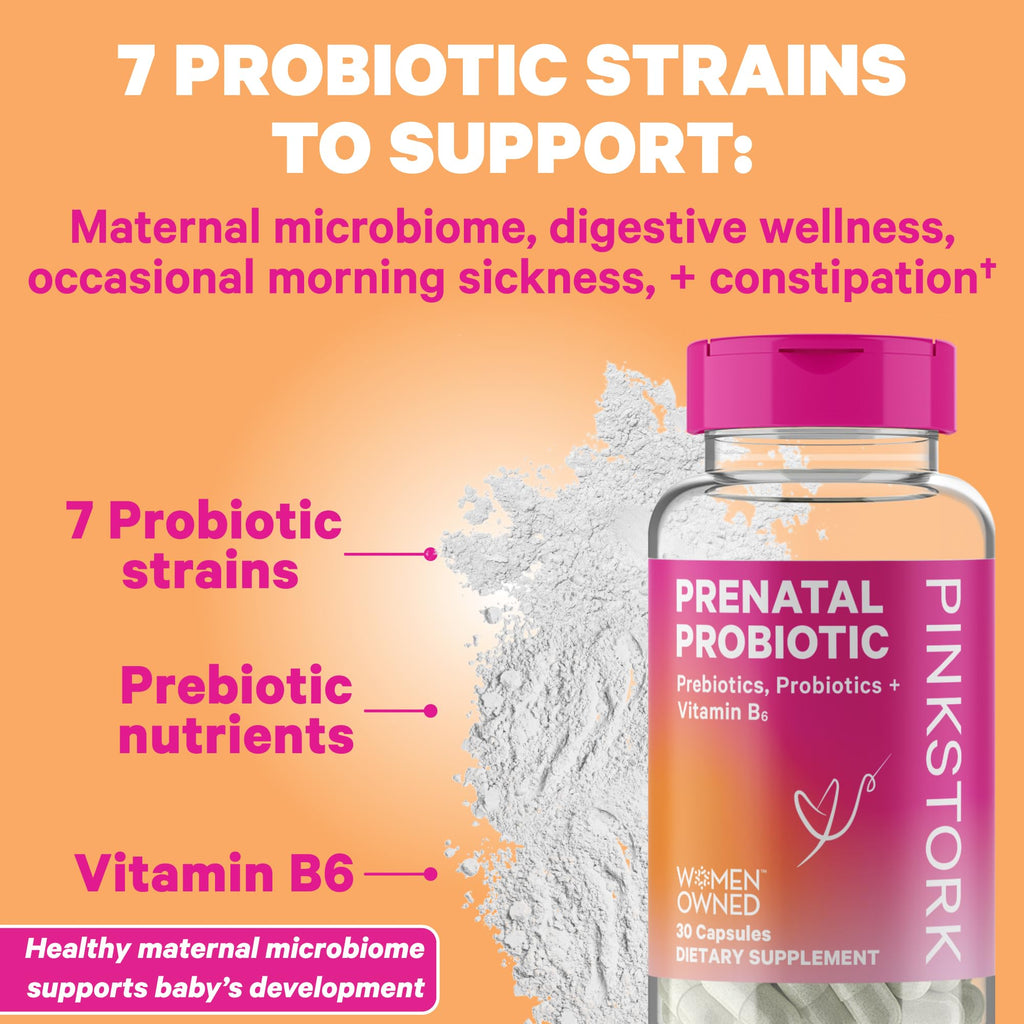 Pink Stork Pregnancy Bundle: Prenatal Vitamin with DHA & Folate, Prenatal Probiotics for Pregnant Women Pink Stork