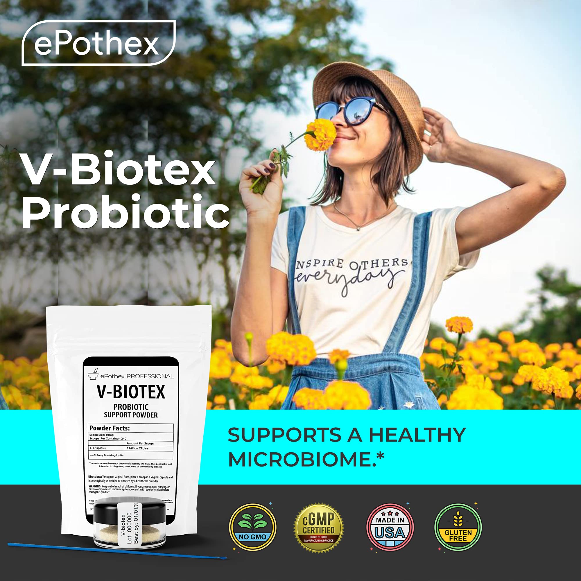 EPOTHEX V-Biotex - Pure L. Crispatus Probiotic Powder | Vaginal Probiotic | Promotes Vaginal & Urinary Health - AB Mystery