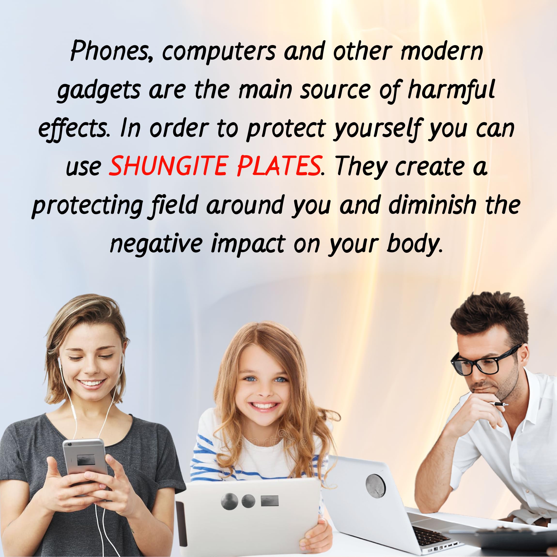 KARELIANMASTERS Shungite Stones Pyramid and Sticker for Phone Set - Crystal Healing Protection - AB Mystery