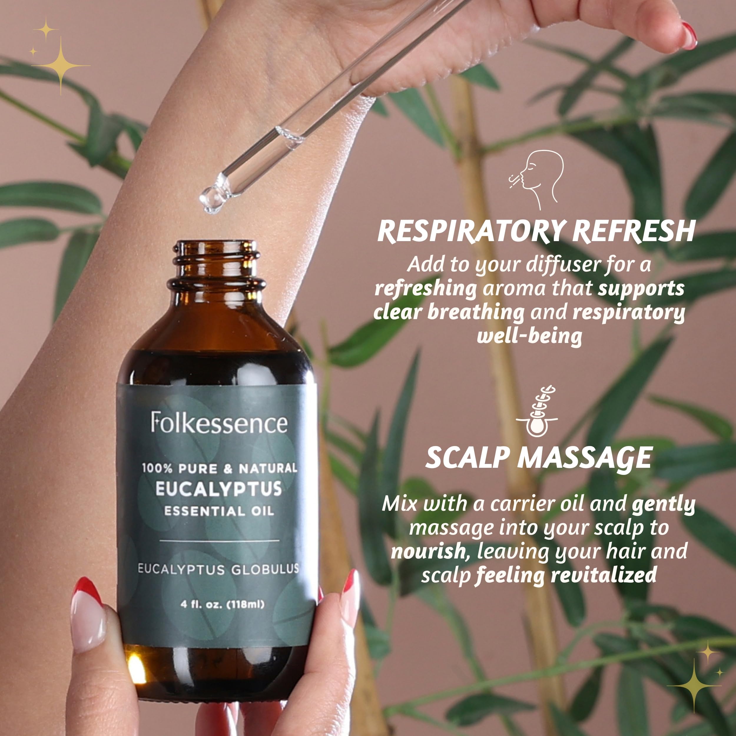 Folkulture Eucalyptus Essential Oil for Diffuser - 4 Fl Oz - 100% Pure, Natural and Undilluted Essential Oil - AB Mystery