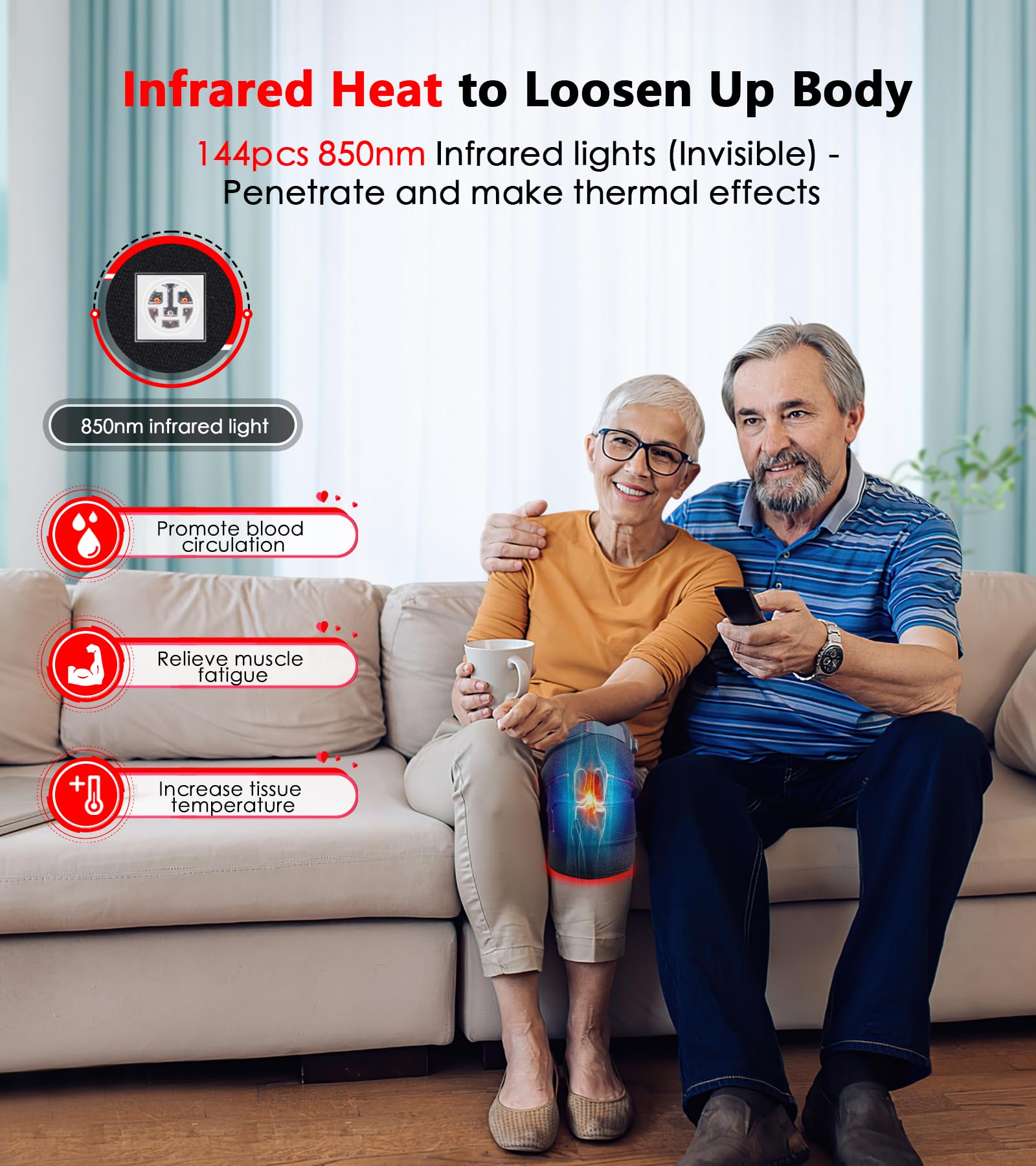 Red Light Therapy for Knee, Infrared Red Light Therapy Device Wrap Belt with 660nm Red Light - AB Mystery