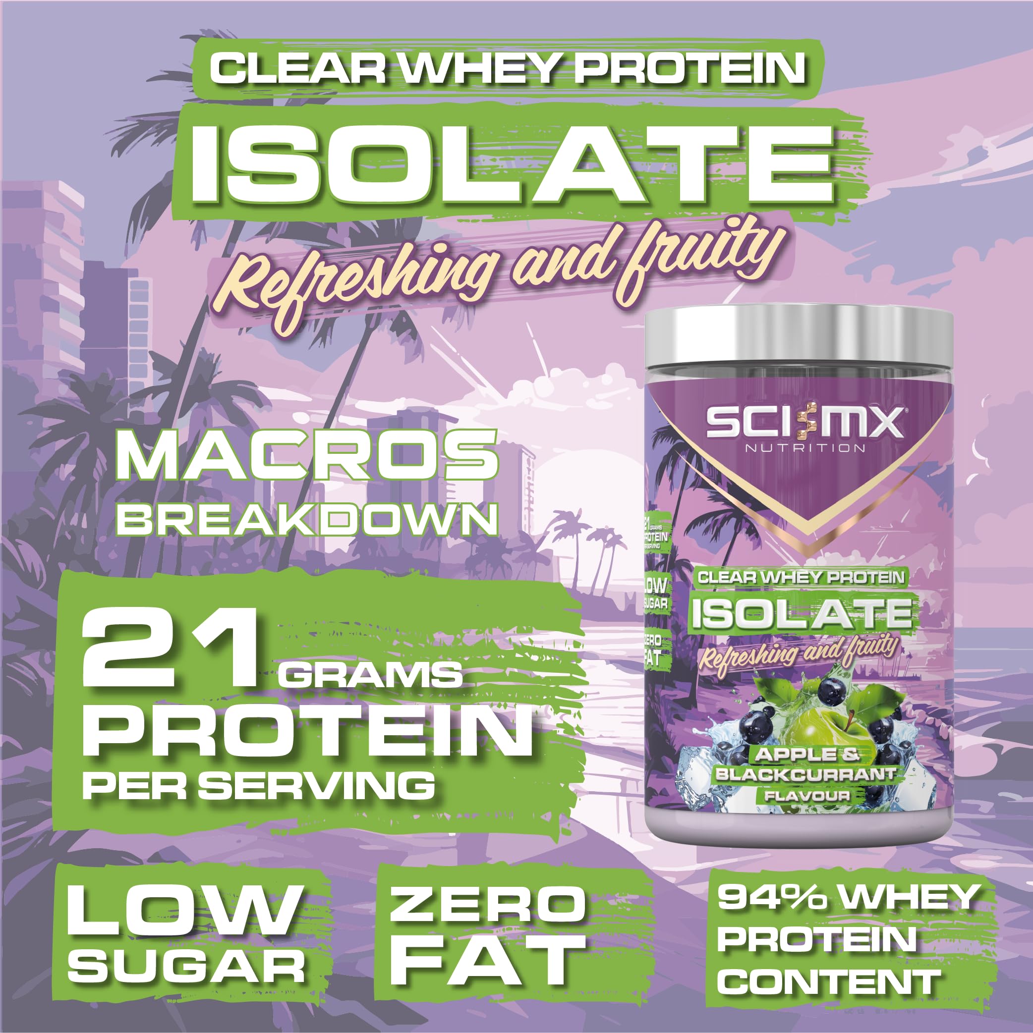 SCI-MX Clear Whey Isolate Protein - Apple and Blackcurrant Flavour - Lean Potein Formula for Muscle Growth SCI-MX