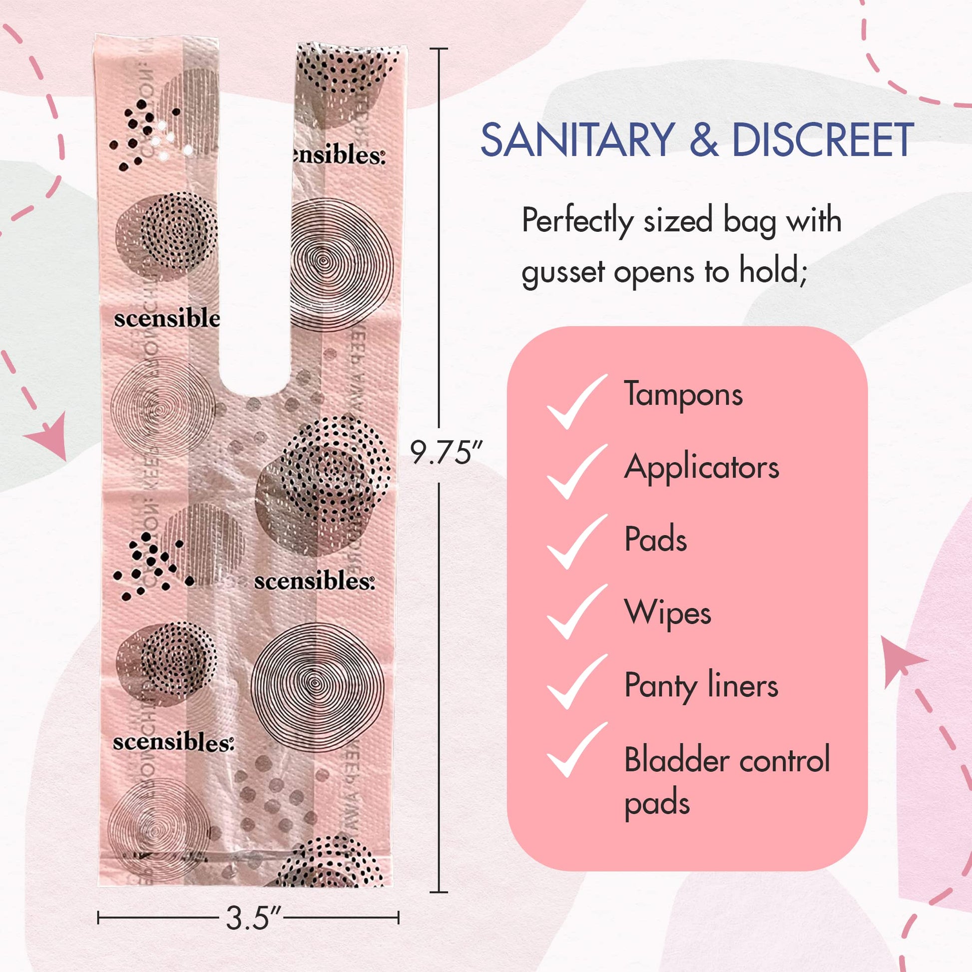 Scensibles Personal Care Disposal Bags (50 Count) - For Tampons, Pads, Liners, Condoms & More - AB Mystery