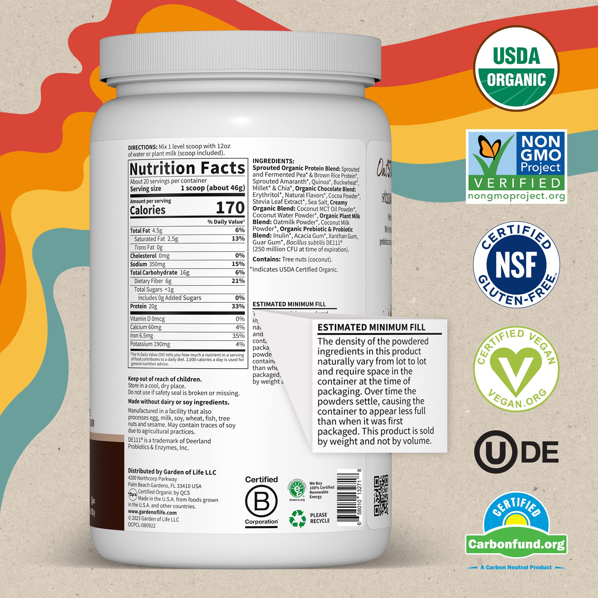 Garden of Life Creamy Organic Vegan Protein Powder + OatMilk, 20g Complete Plant - AB Mystery