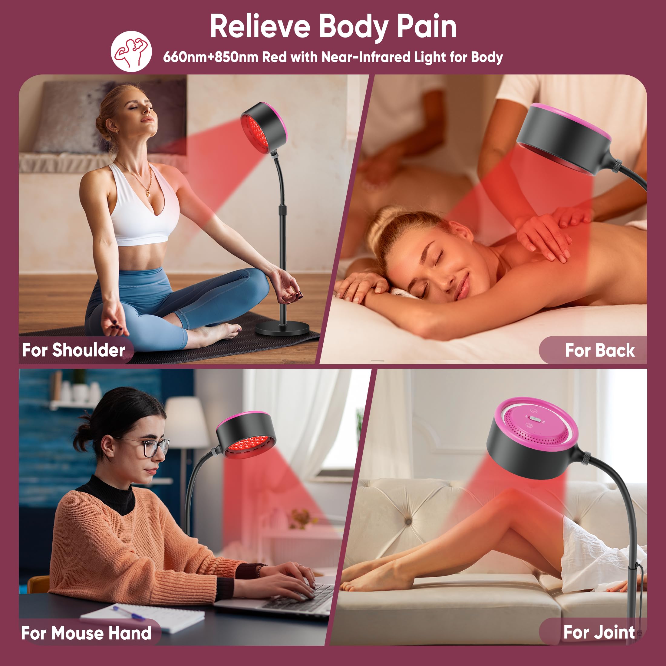 Caromolly Red Light Device Lamp, 660nm Red Light and 850nm Near-Infrared Light Combo - AB Mystery