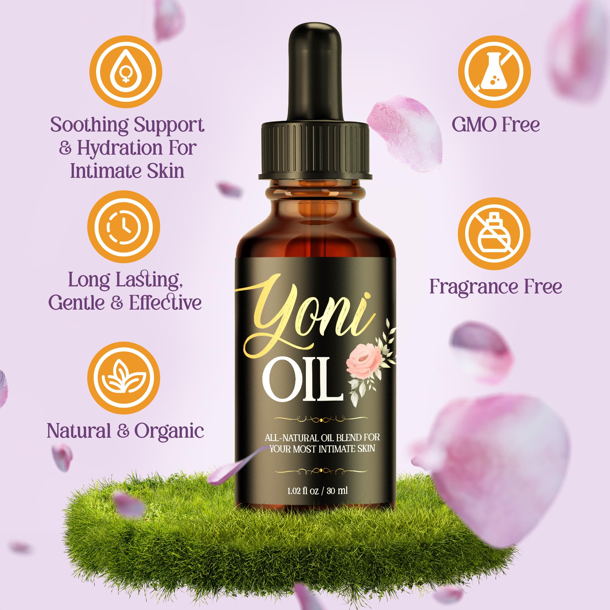 vibraxlabs Yoni Oil 1 Oz. Rose Scented Daily Feminine Wash Vulva Oil for pH Balance and Female Dryness - AB Mystery