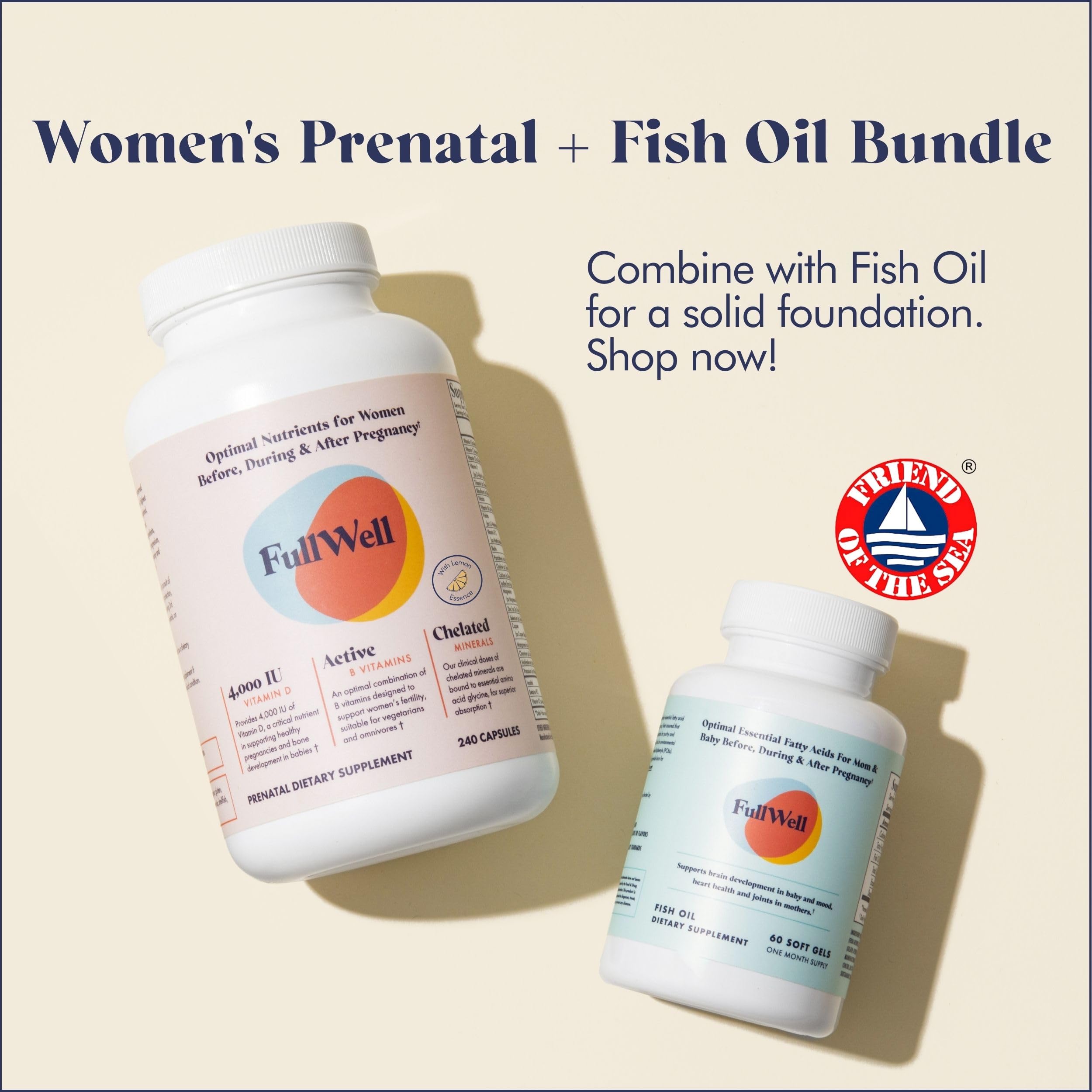 FullWell Prenatal Vitamins Lemon | choline, folate, vitamin D for fetal growth, brain development FullWell