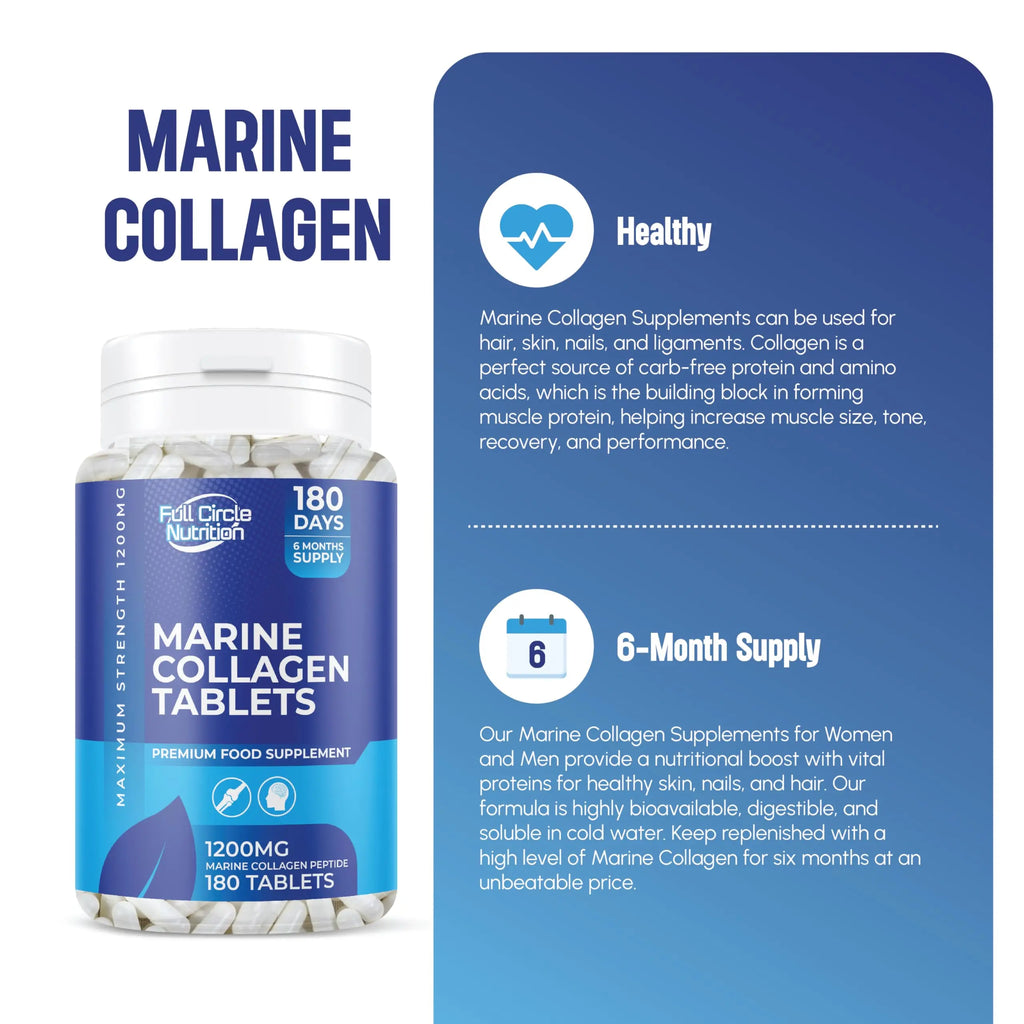 Marine Collagen Tablets 1200MG - 2400MG - 180 Days Supply - AB Mystery